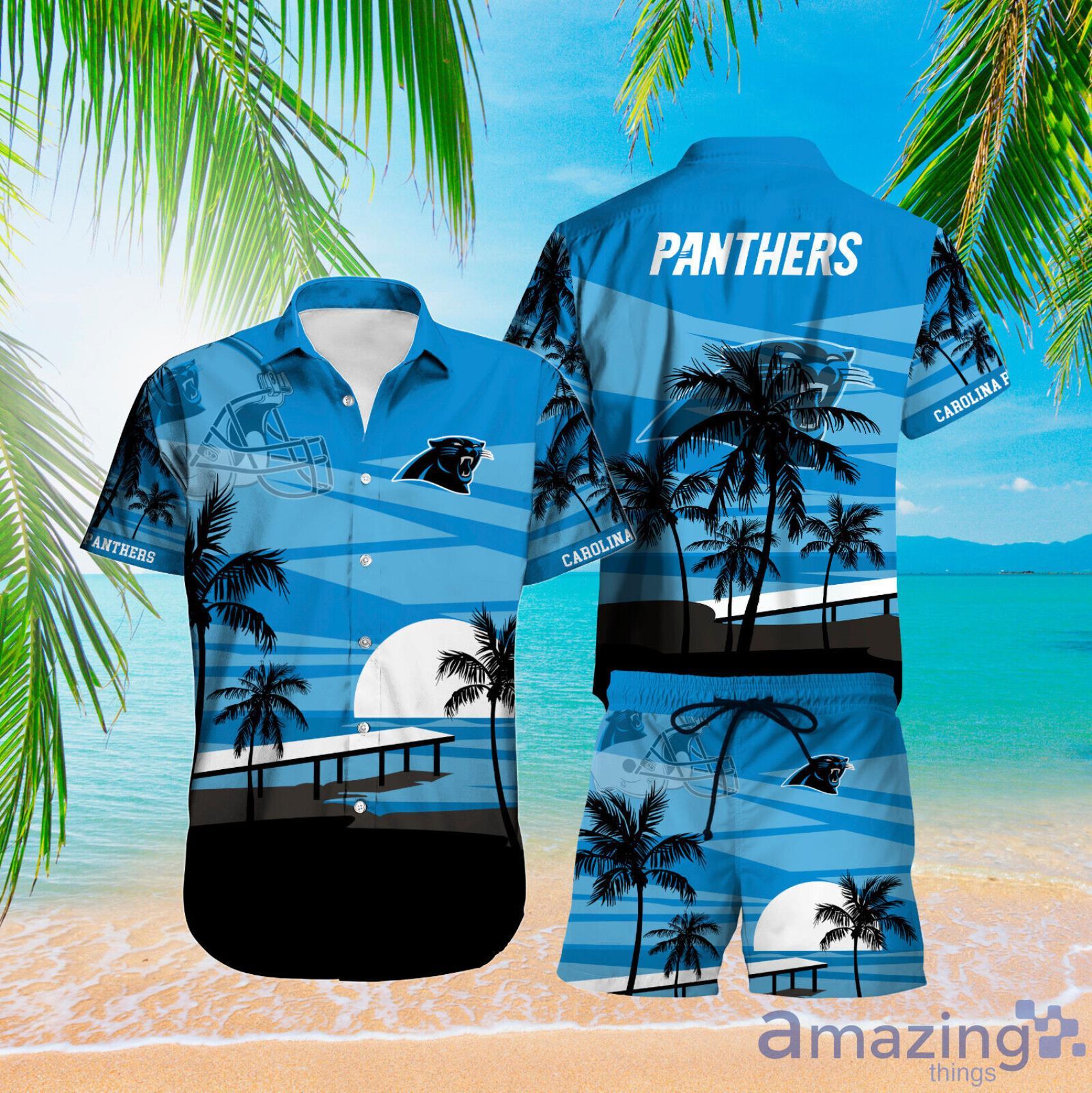 Carolina Panthers The Sun And Beach Over Print Hawaiian Shirt And