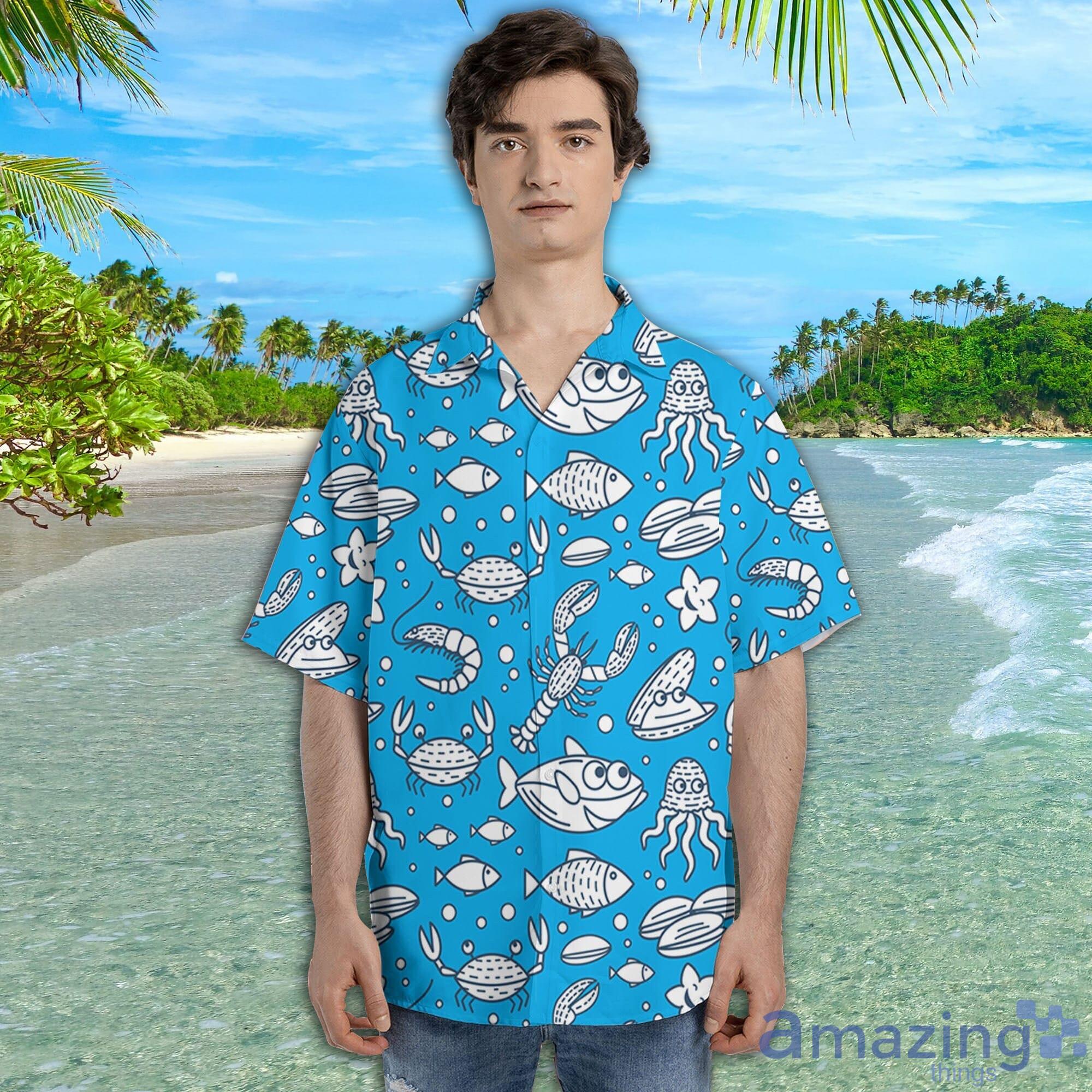 Cartoon Ocean Animals Short Sleeve AOP Hawaiian Shirt For Summer image Cartoon Ocean Animals Short Sleeve AOP Hawaiian Shirt For Summer Product Photo 4