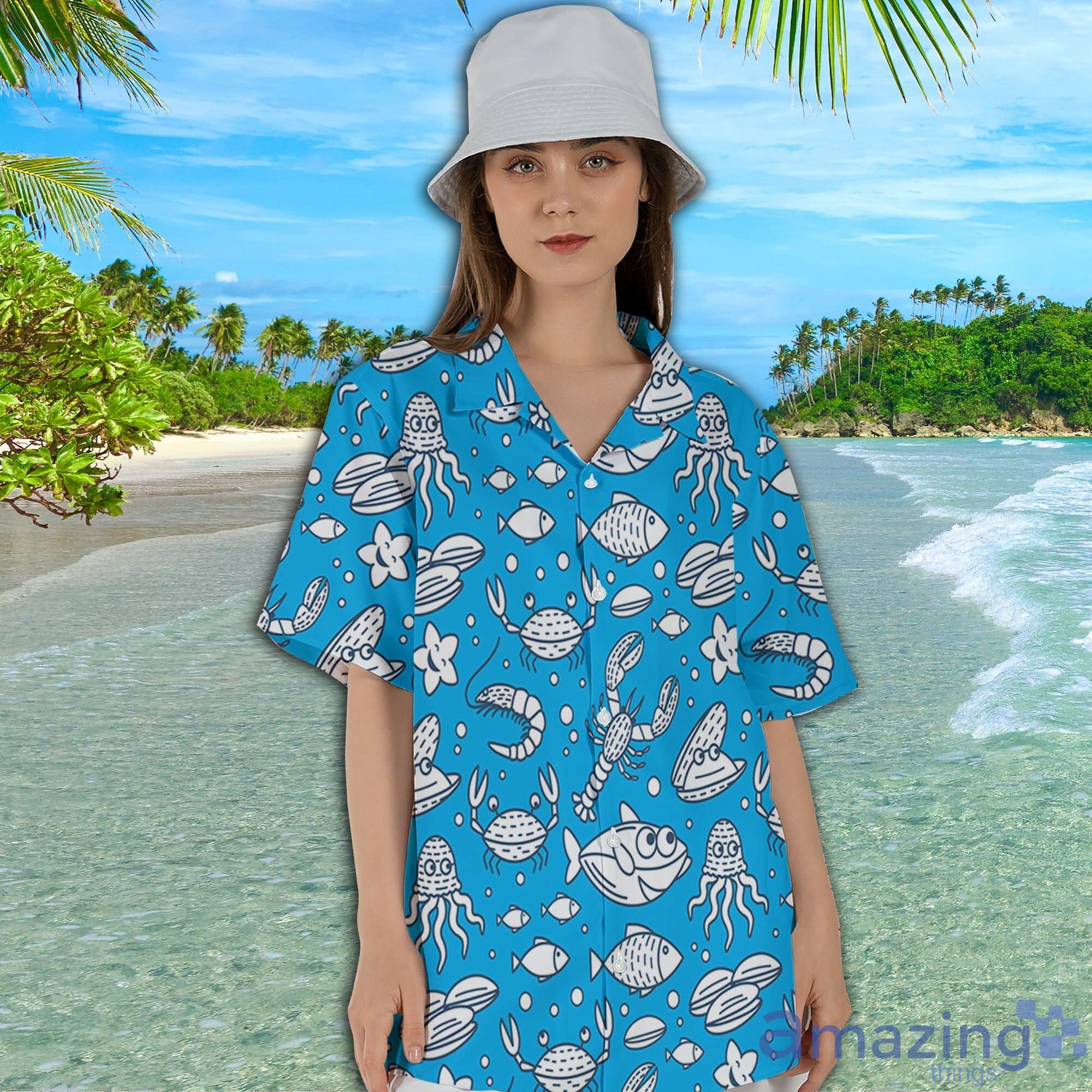 Cartoon Ocean Animals Short Sleeve AOP Hawaiian Shirt For Summer image Cartoon Ocean Animals Short Sleeve AOP Hawaiian Shirt For Summer Product Photo 6