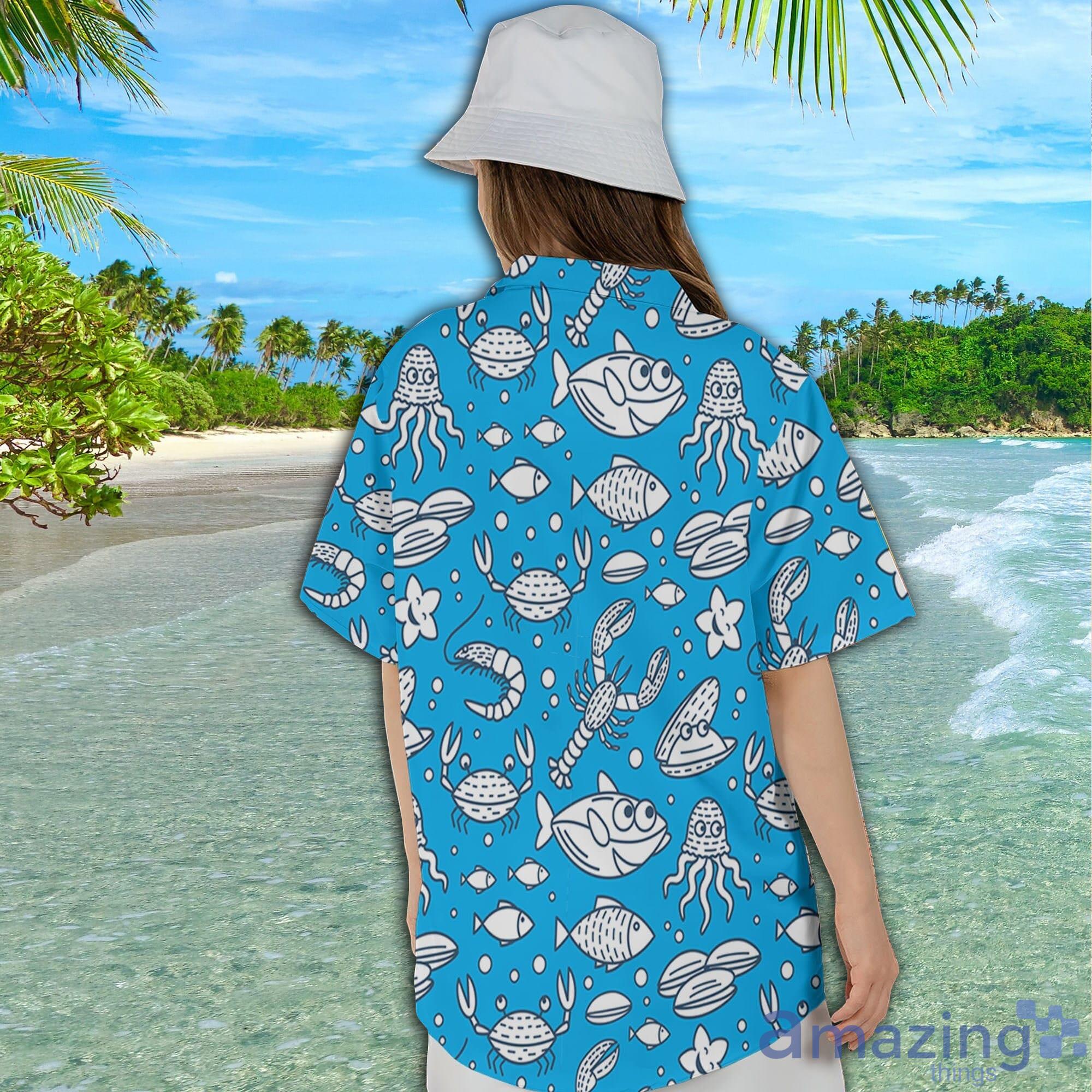 Cartoon Ocean Animals Short Sleeve AOP Hawaiian Shirt For Summer image Cartoon Ocean Animals Short Sleeve AOP Hawaiian Shirt For Summer Product Photo 7