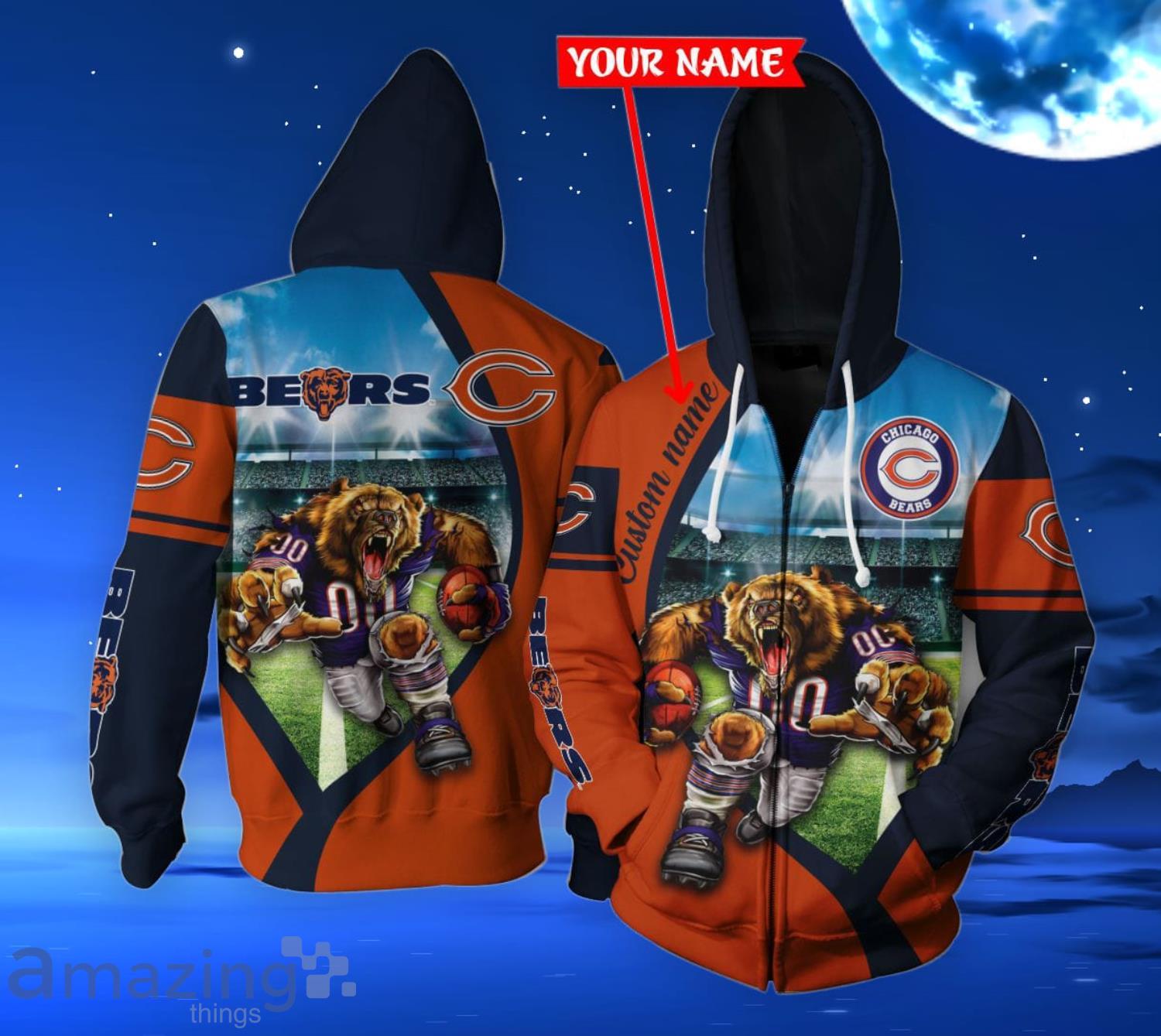 Chicago Bears Mascot Personalized Name 3D All Over Print Shirt For Fans image Chicago Bears Mascot Personalized Name 3D All Over Print Shirt For Fans Product Photo 2