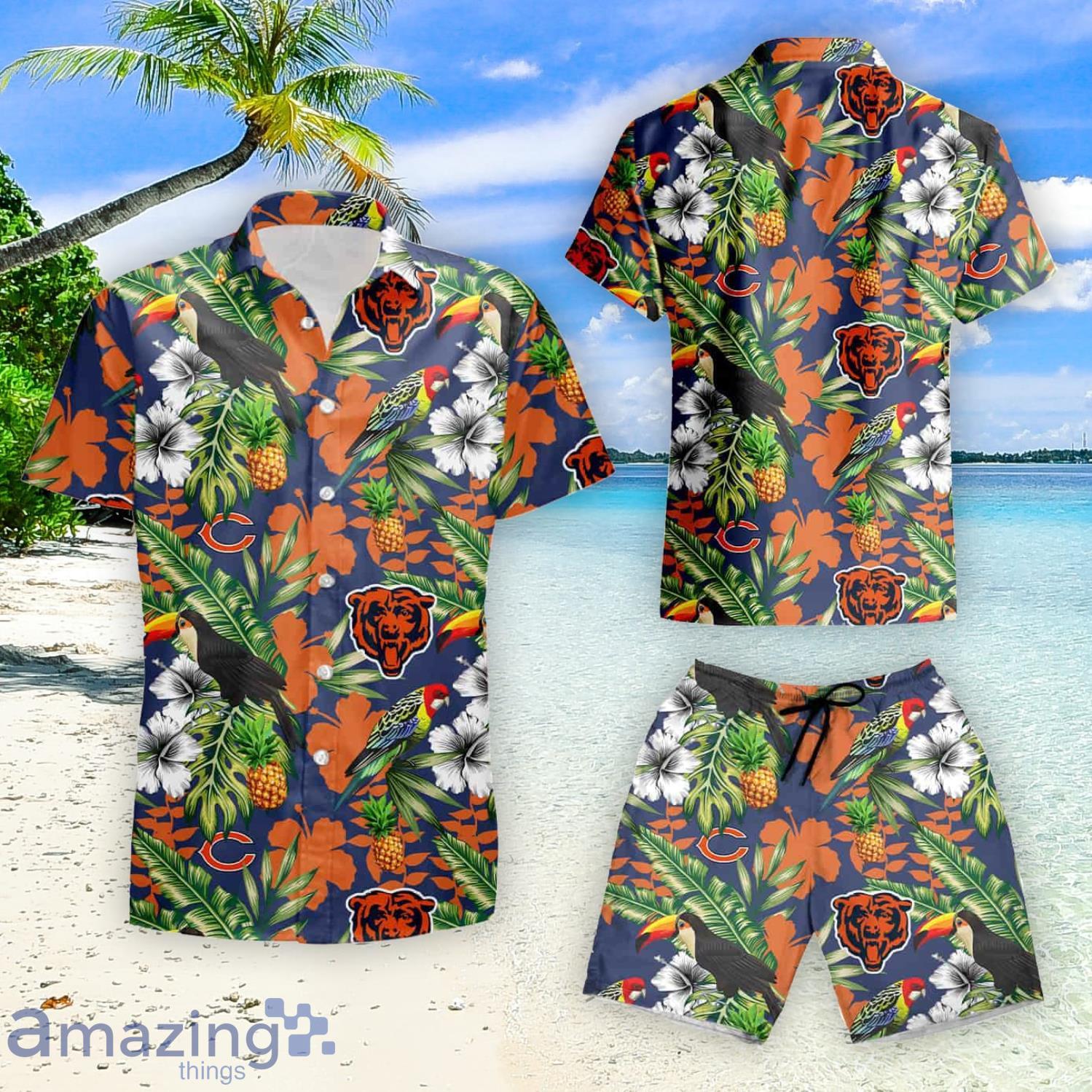 Chicago Bears Tropical Hawaiian Shirt And Shorts Summer Beach Set