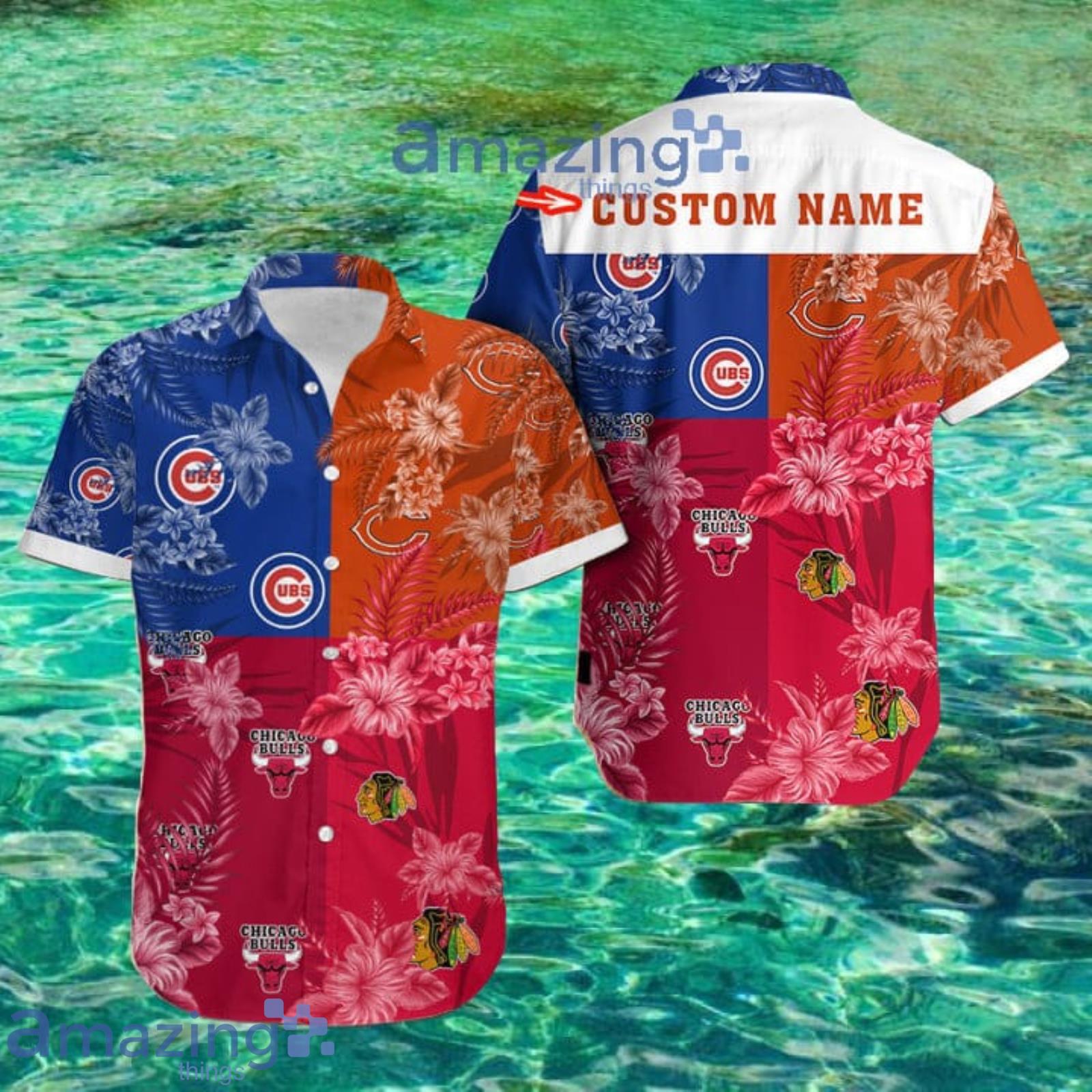 Chicago Custom Name Tropical Flower Hawaiian Shirt For Fans Product Photo 1