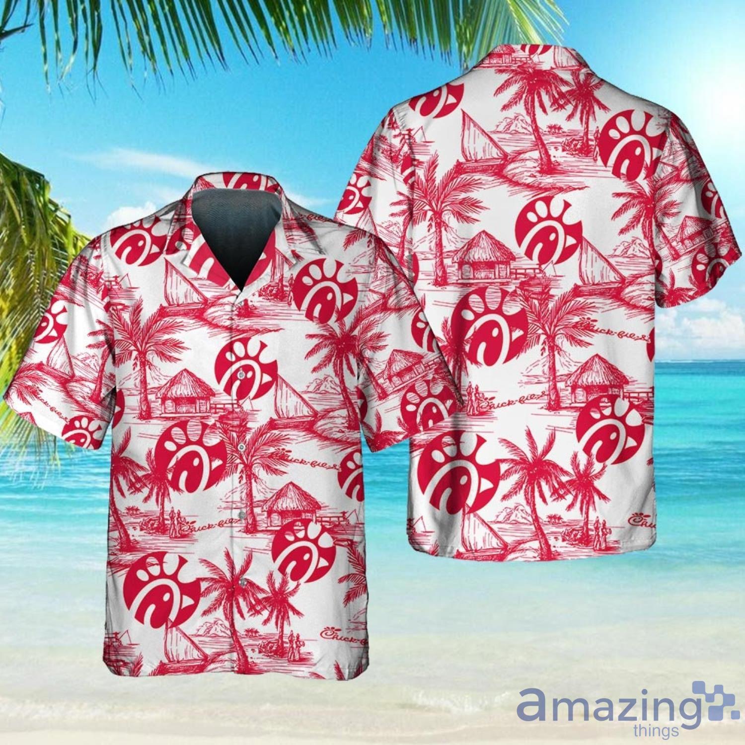 Chick-fil-A Food Tropical Flower Aloha Hawaiian Shirt And Beach Short Set Product Photo 1