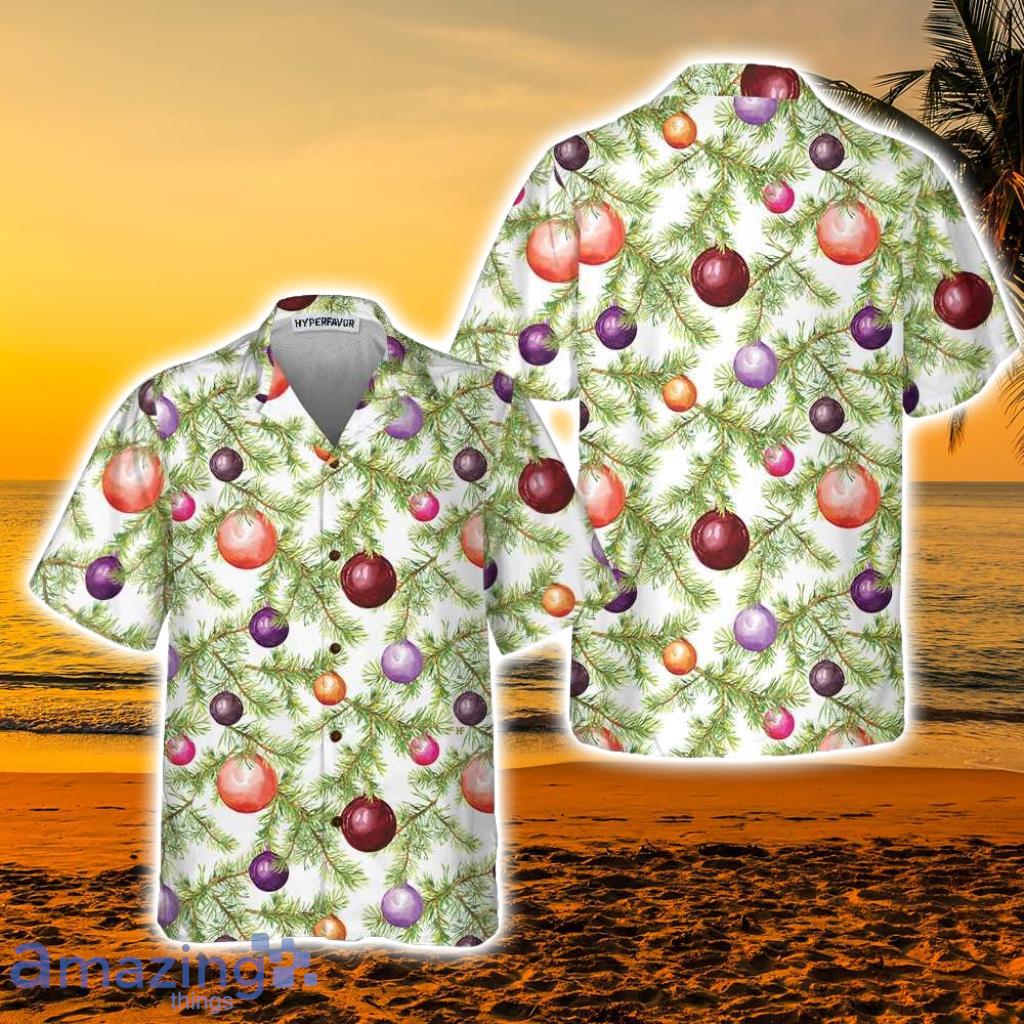 Christmas Baubles And Fir Tree Twigs Tropical Hawaiian Shirt - Christmas Baubles And Fir Tree Twigs Tropical Hawaiian Shirt