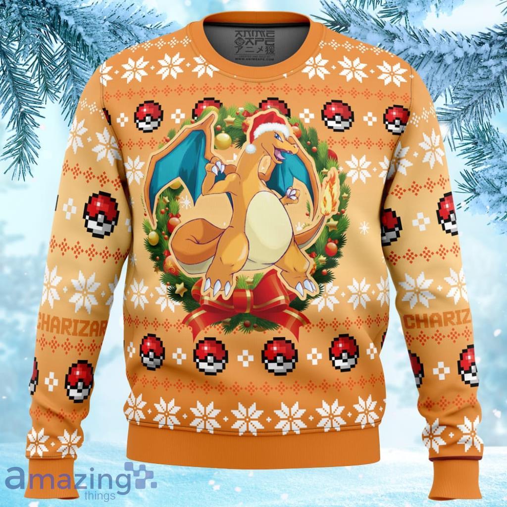 Christmas Charizard Pokemon Ugly Christmas Sweater 3D - Christmas Charizard Pokemon Ugly Christmas Sweater