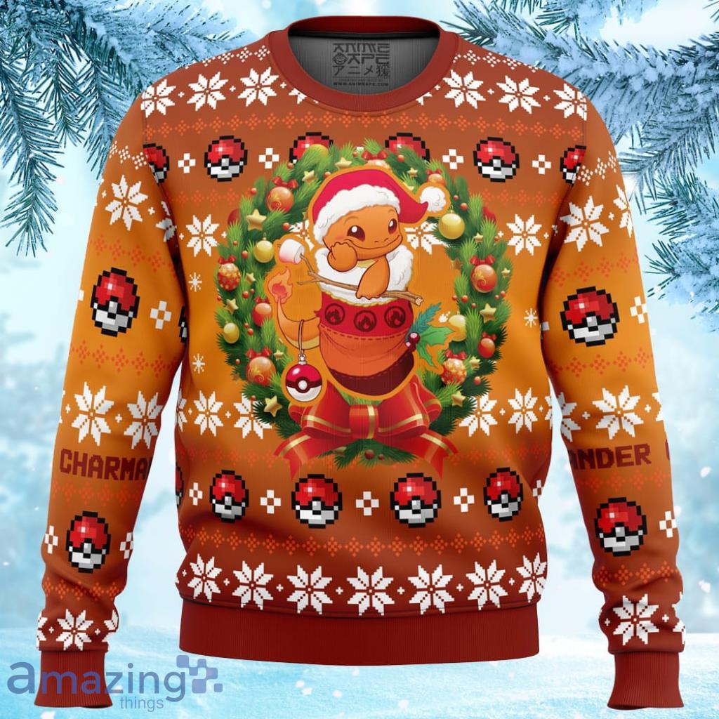 Christmas Charmander Pokemon Ugly Christmas Sweater 3D - Christmas Charmander Pokemon Ugly Christmas Sweater