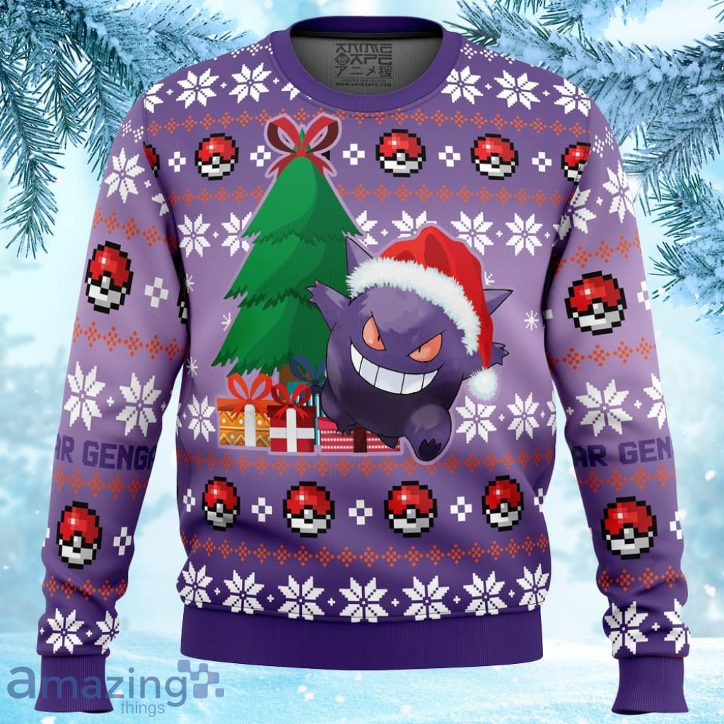 Christmas Gengar Pokemon Ugly Christmas Sweater 3D - Christmas Gengar Pokemon Ugly Christmas Sweater