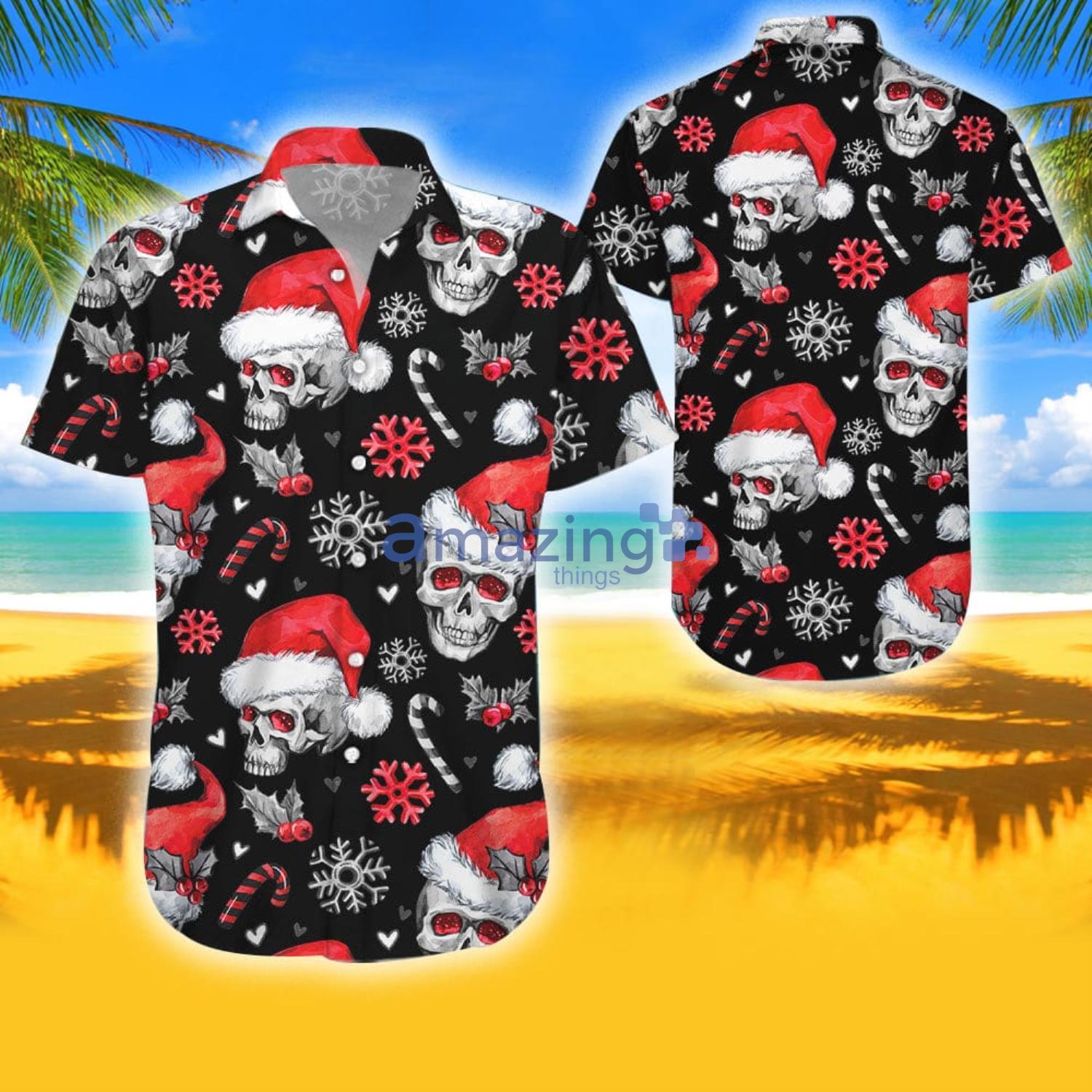 Christmas Skulls With Candy Canes Aloha Combo Hawaiian Shirt And Shorts Gift For Summer Product Photo 1