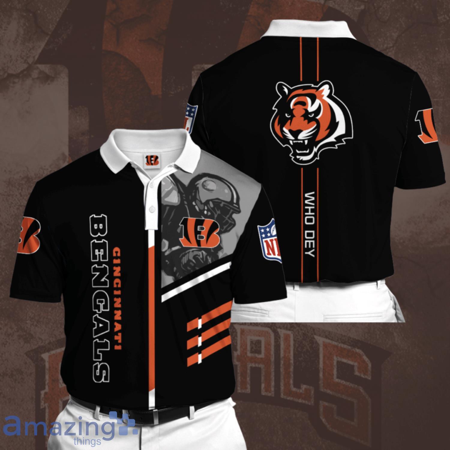 Mens NFL Team Apparel CINCINNATI BENGALS Football Polo Golf Shirt BLACK