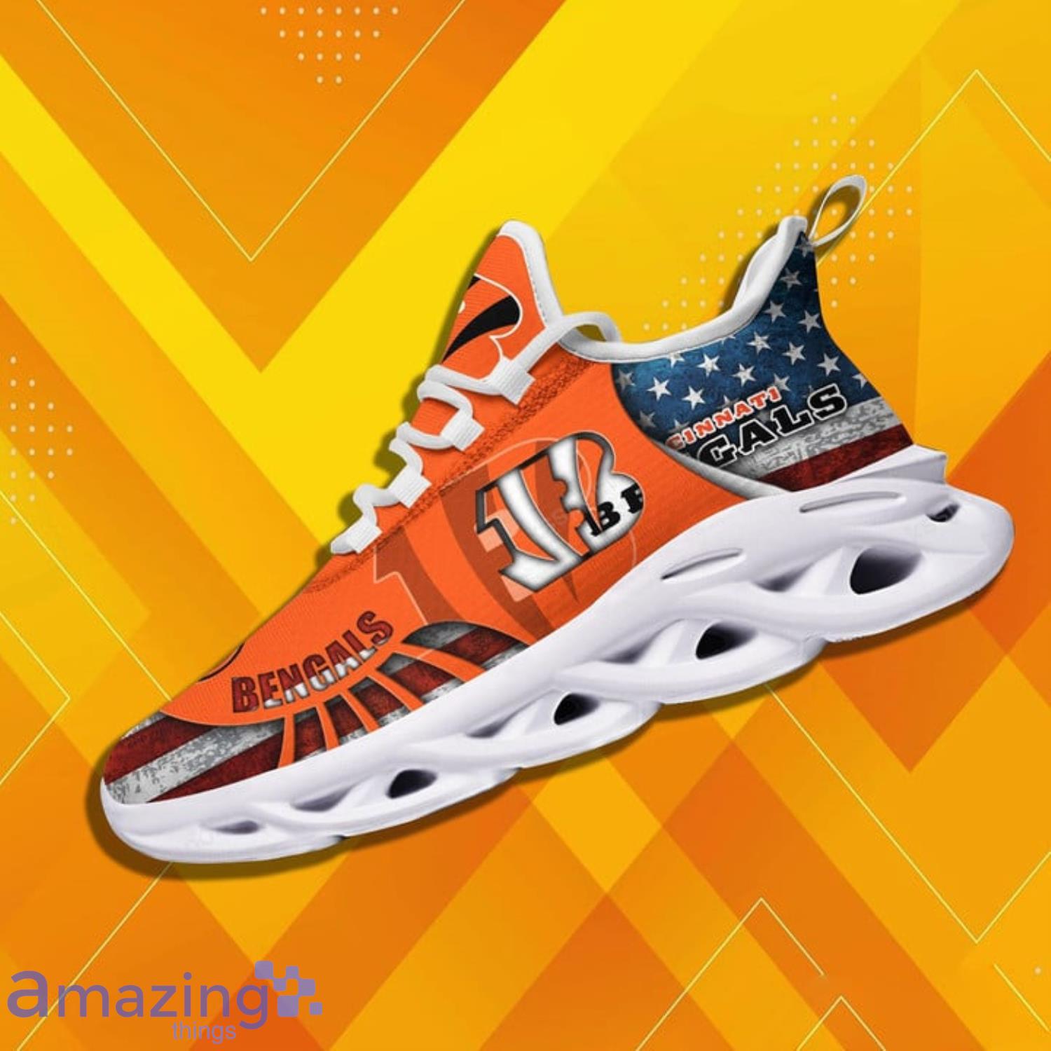 Cincinnati Bengals NFL Men And Women Running Sneakers Ultra Max Soul Shoes  - Freedomdesign