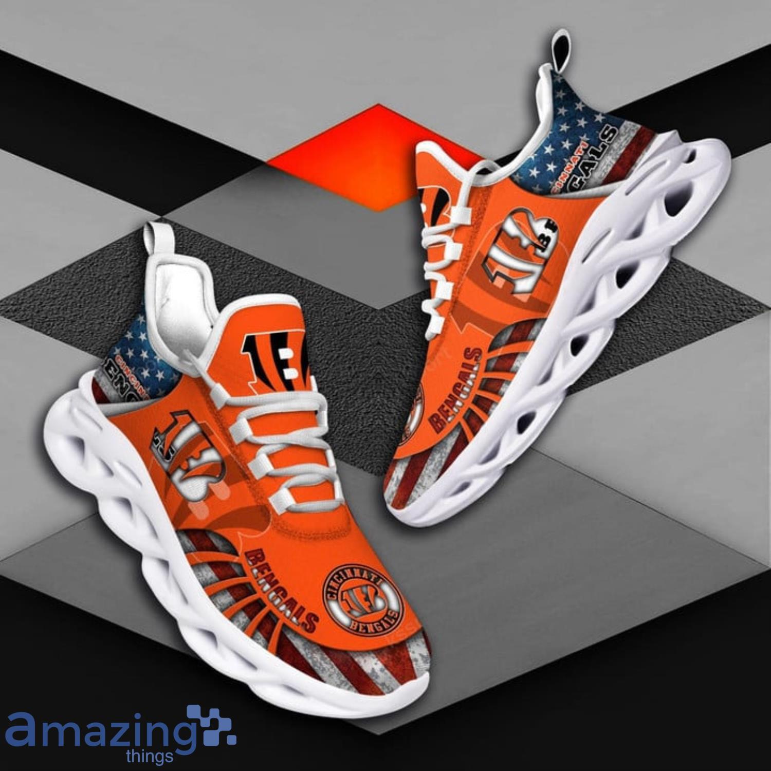 Cincinnati Bengals NFL Men And Women Running Sneakers Ultra Max Soul Shoes  - Freedomdesign