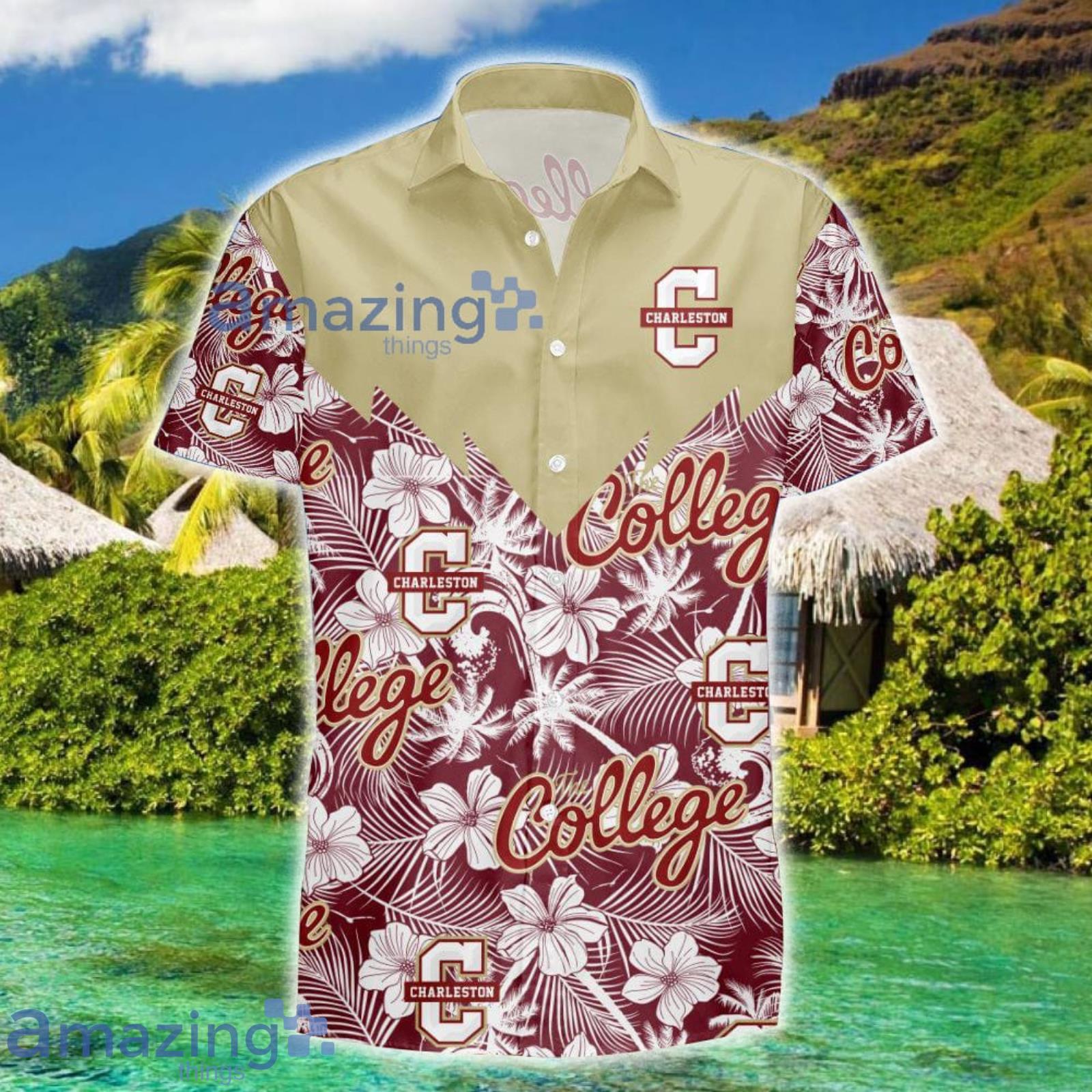College of Charleston Cougars Tropical Seamless NCAA Fans Hawaiian Shirt Product Photo 1