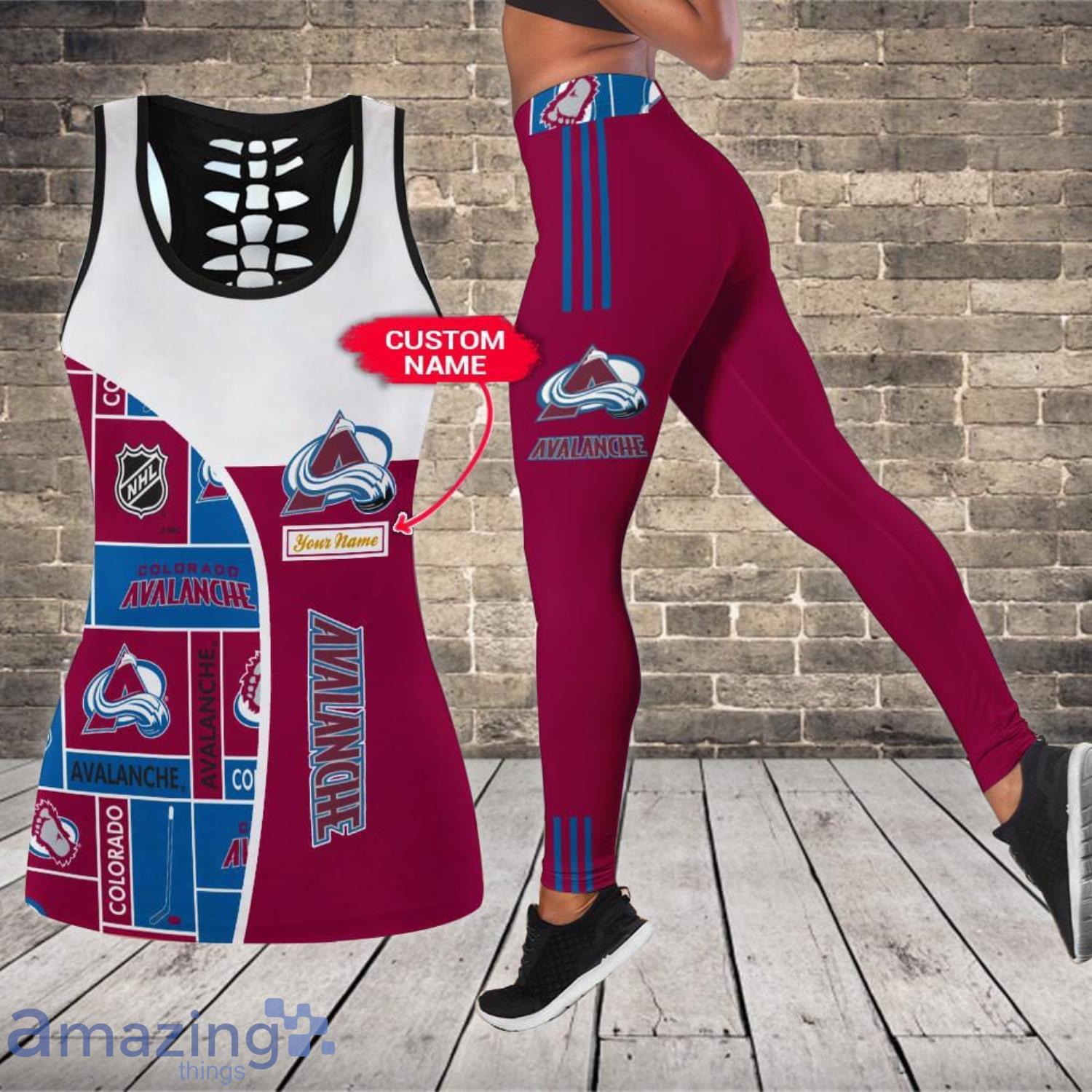 Colorado Avalanche Custom Name Leggings And Hollow Tank Top For Women Product Photo 1