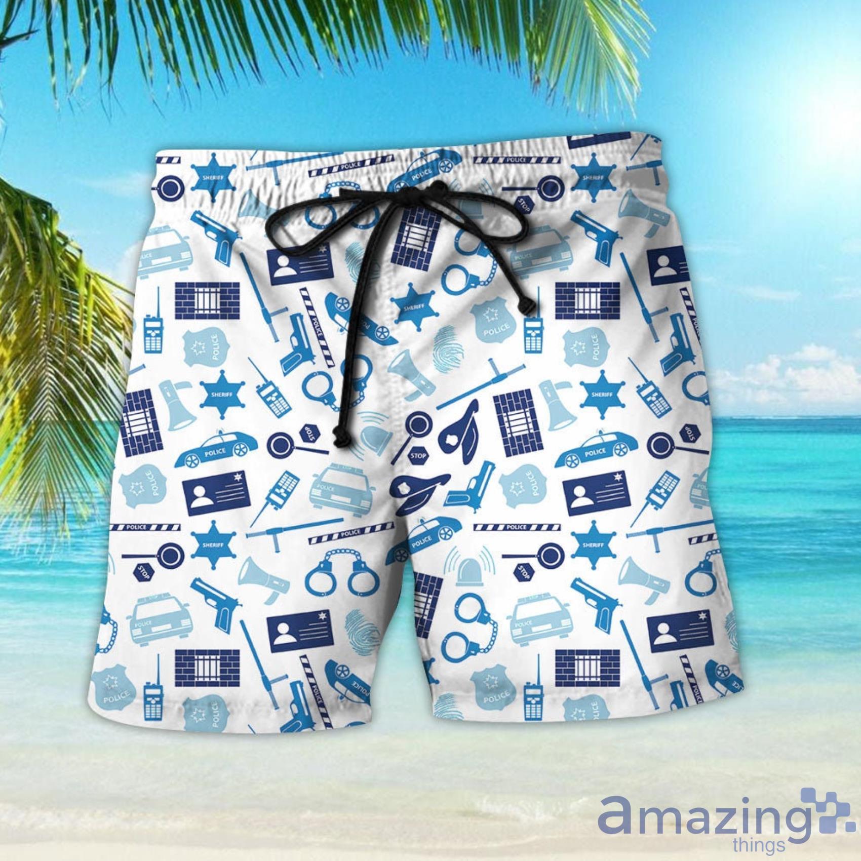 Colorful Aloha Police Short Sleeve Hawaiian Shirt And Short image Colorful Aloha Police Short Sleeve Hawaiian Shirt And Short Product Photo 2