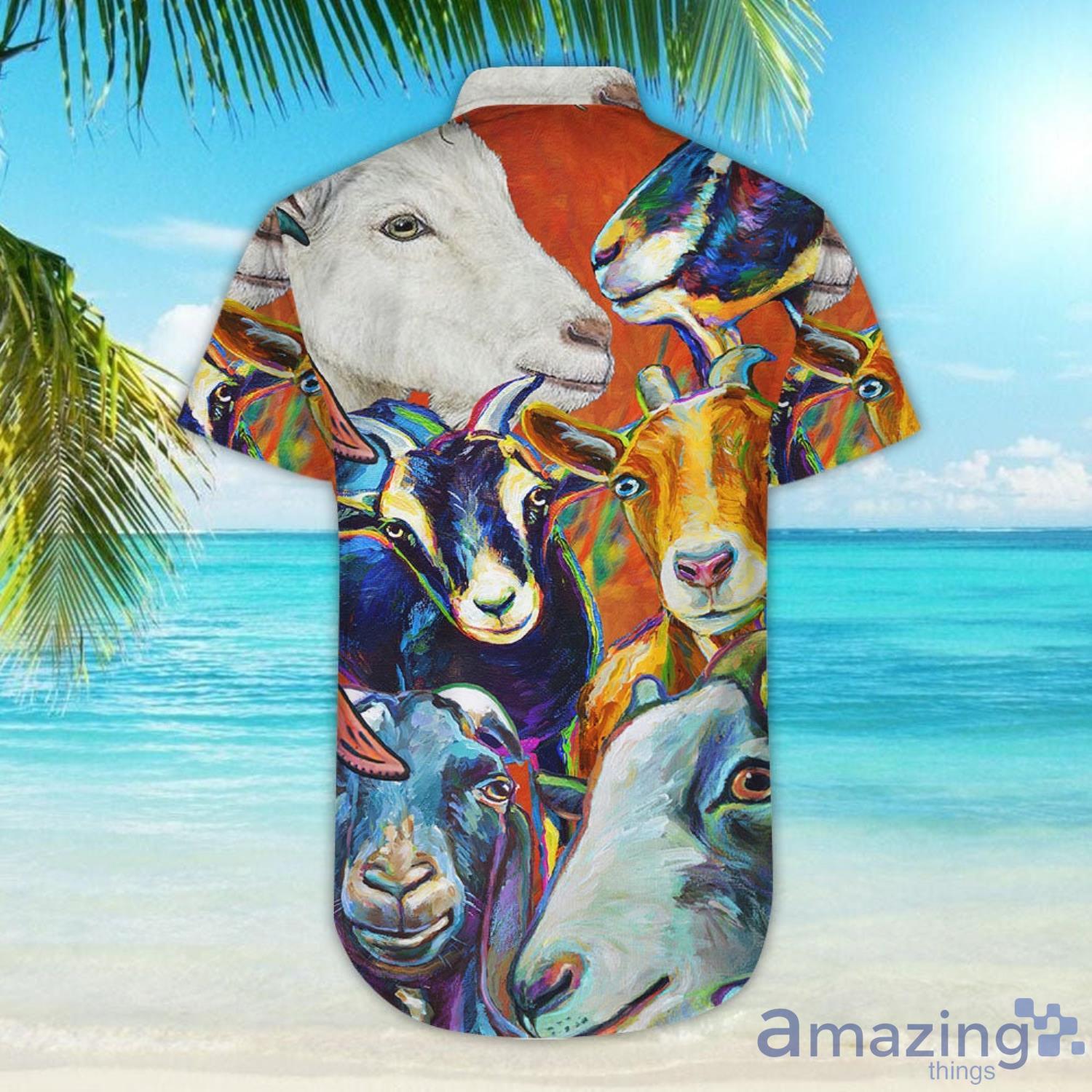 Colorful Goat Faces Hawaiian Shirt And Beach Short Set image Colorful Goat Faces Hawaiian Shirt And Beach Short Set Product Photo 4