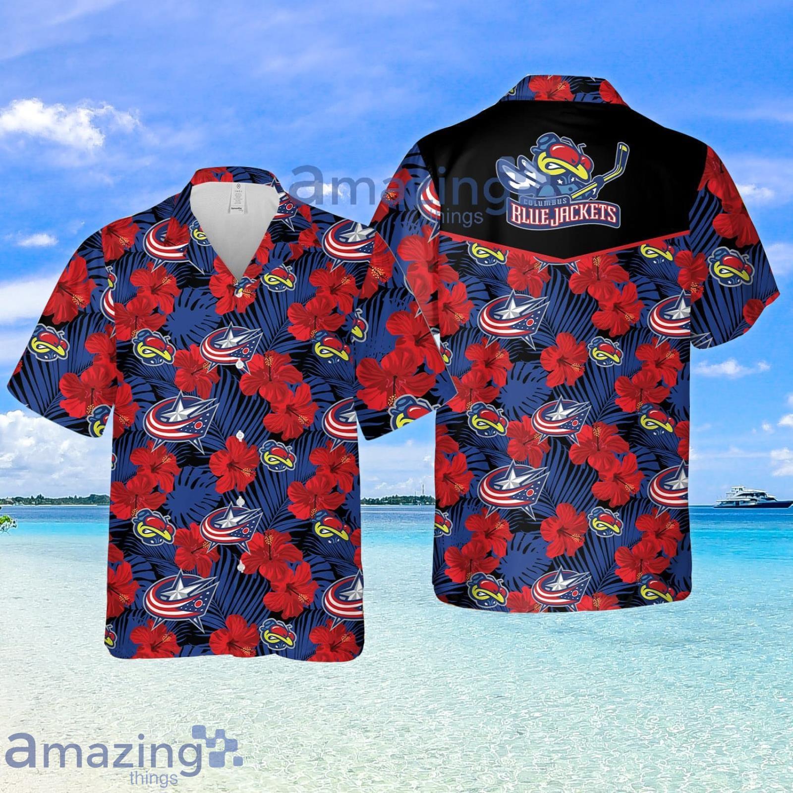 Columbus Blue Jackets Hibiscus Summer Set Hawaiian Shirt And Shorts image Columbus Blue Jackets Hibiscus Summer Set Hawaiian Shirt And Shorts Product Photo 2