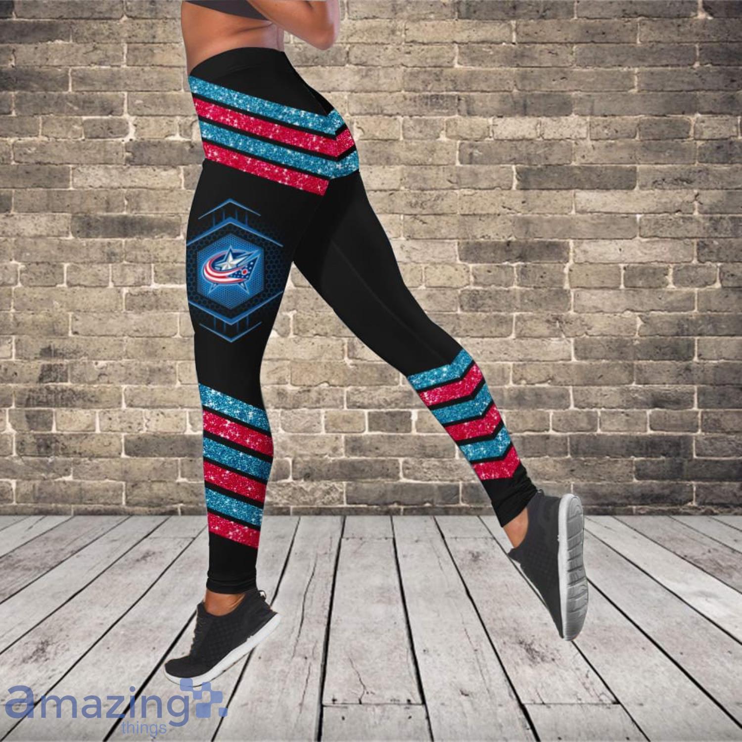 Columbus Blue Jackets Personalized Name Combo Hollow Tank Top And Leggings For Fans Product Photo 1