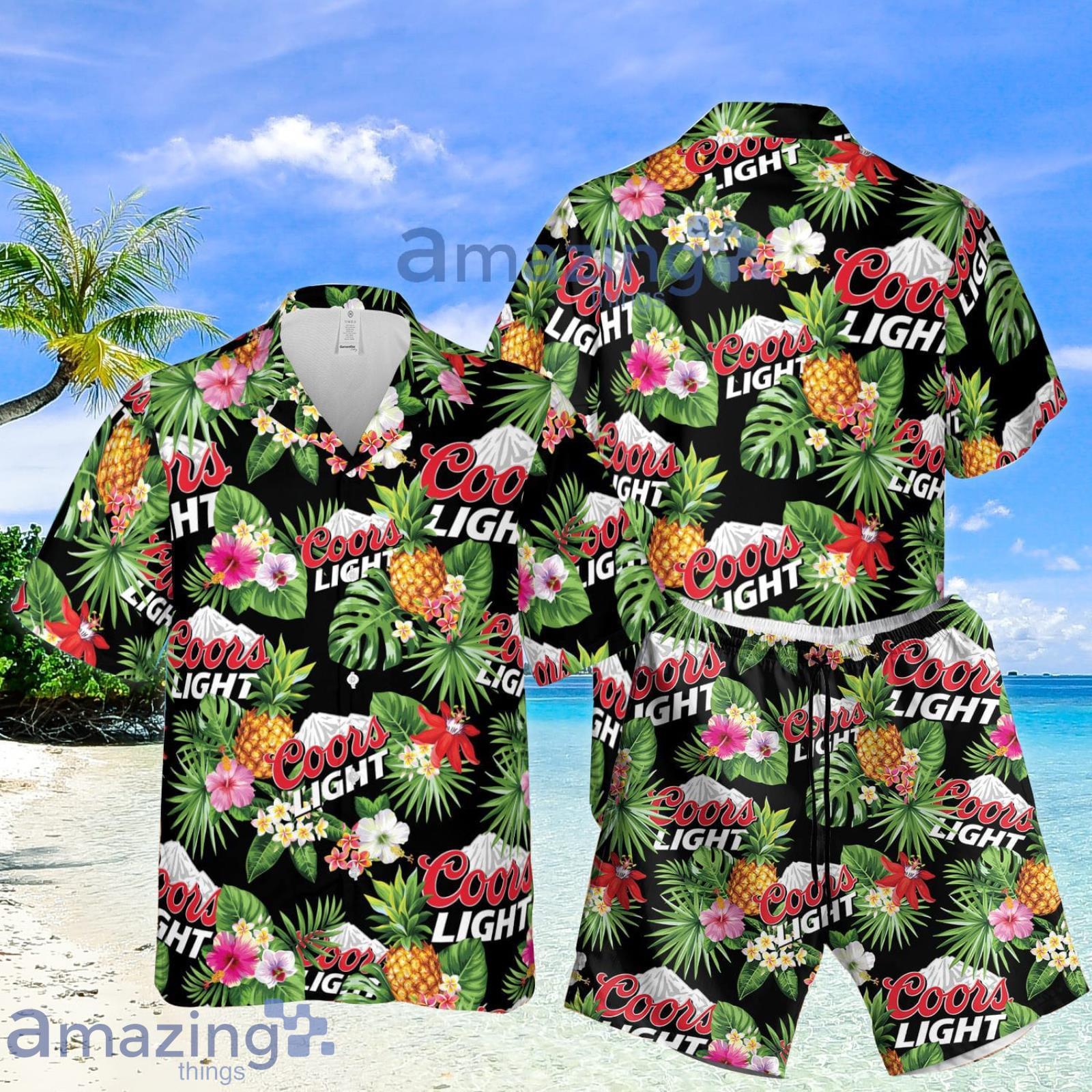 Coors Light Pineapple Summer Set Green Hawaiian Shirt And Shorts Product Photo 1