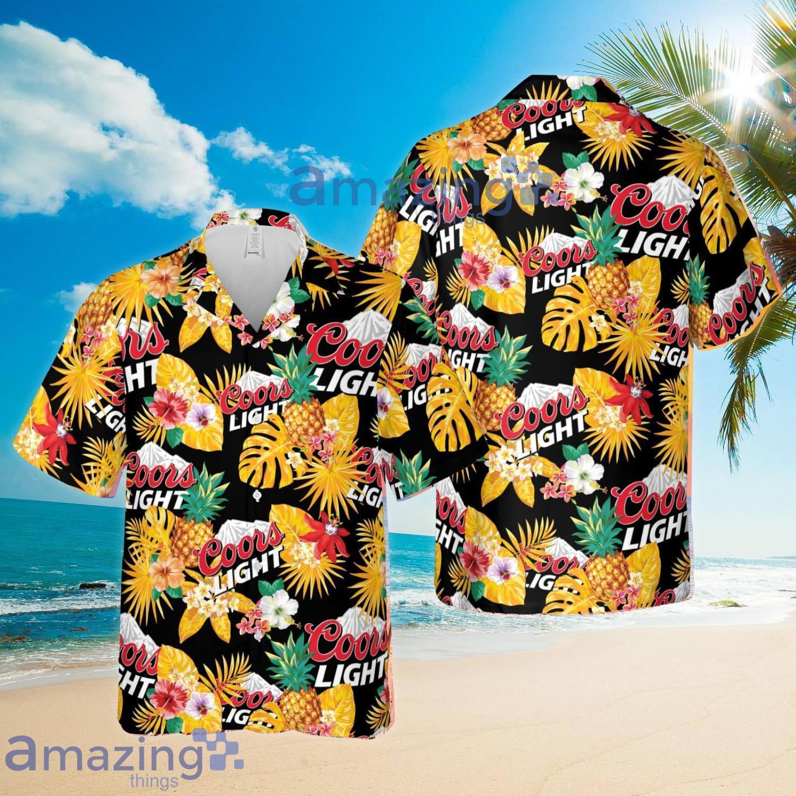 Coors Light Pineapple Summer Set Yellow Hawaiian Shirt And Shorts image Coors Light Pineapple Summer Set Yellow Hawaiian Shirt And Shorts Product Photo 2