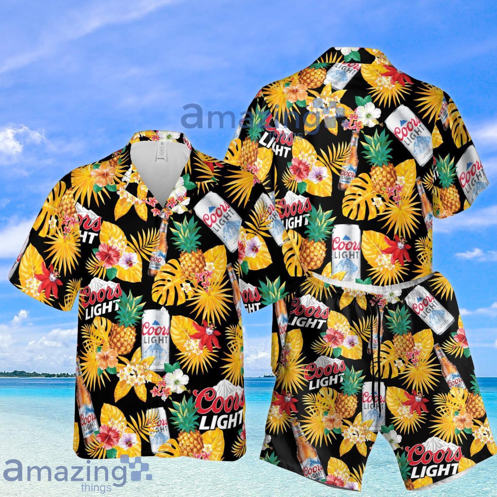 Coors Light Tropical Beach Hawaii Style Pineapple Summer Set Hawaiian Shirt And Shorts Product Photo 1
