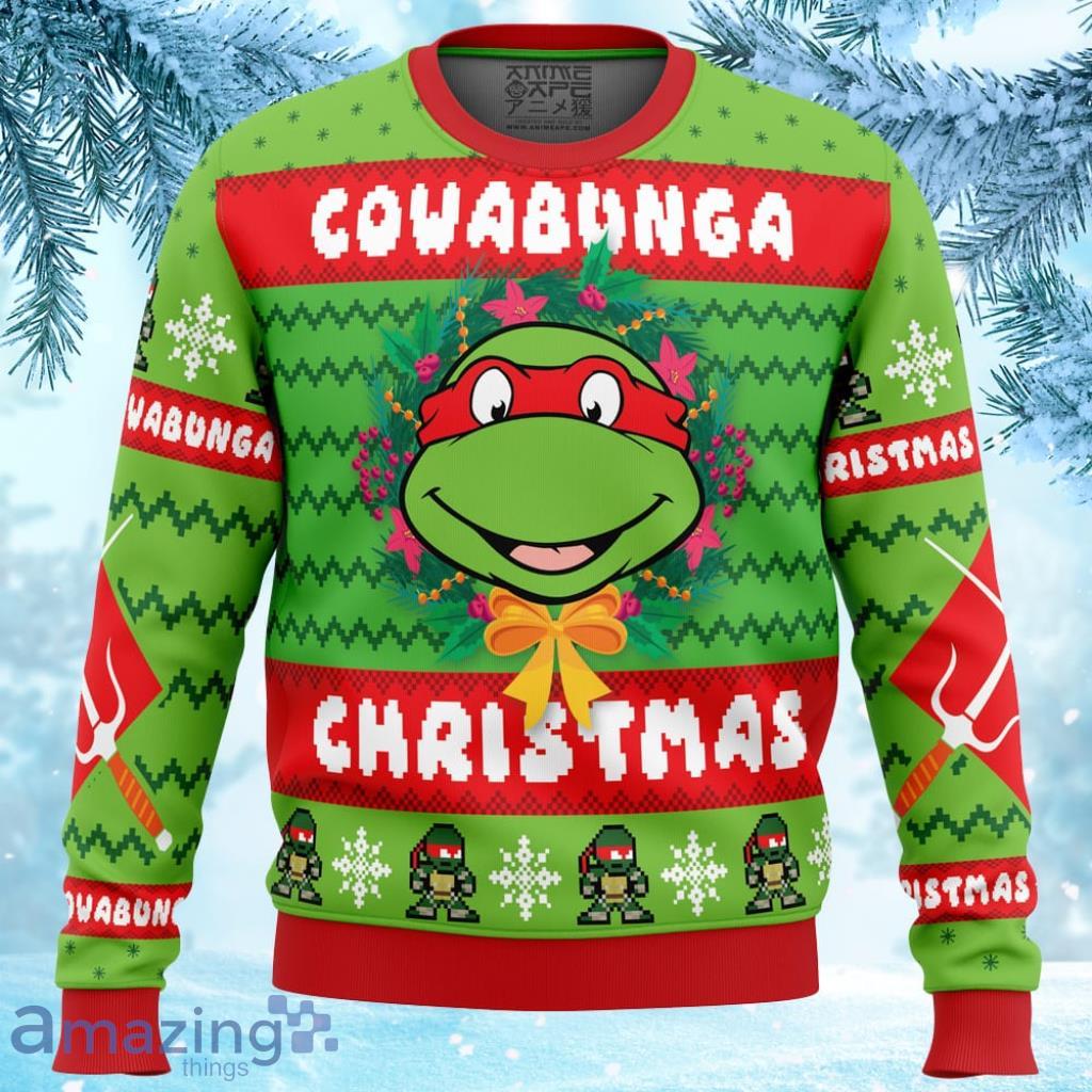 Cowabunga Raphael Christmas Teenage Mutant Ninja Turtles Ugly Christmas Sweater 3D - Cowabunga Raphael Christmas Teenage Mutant Ninja Turtles Ugly Christmas Sweater