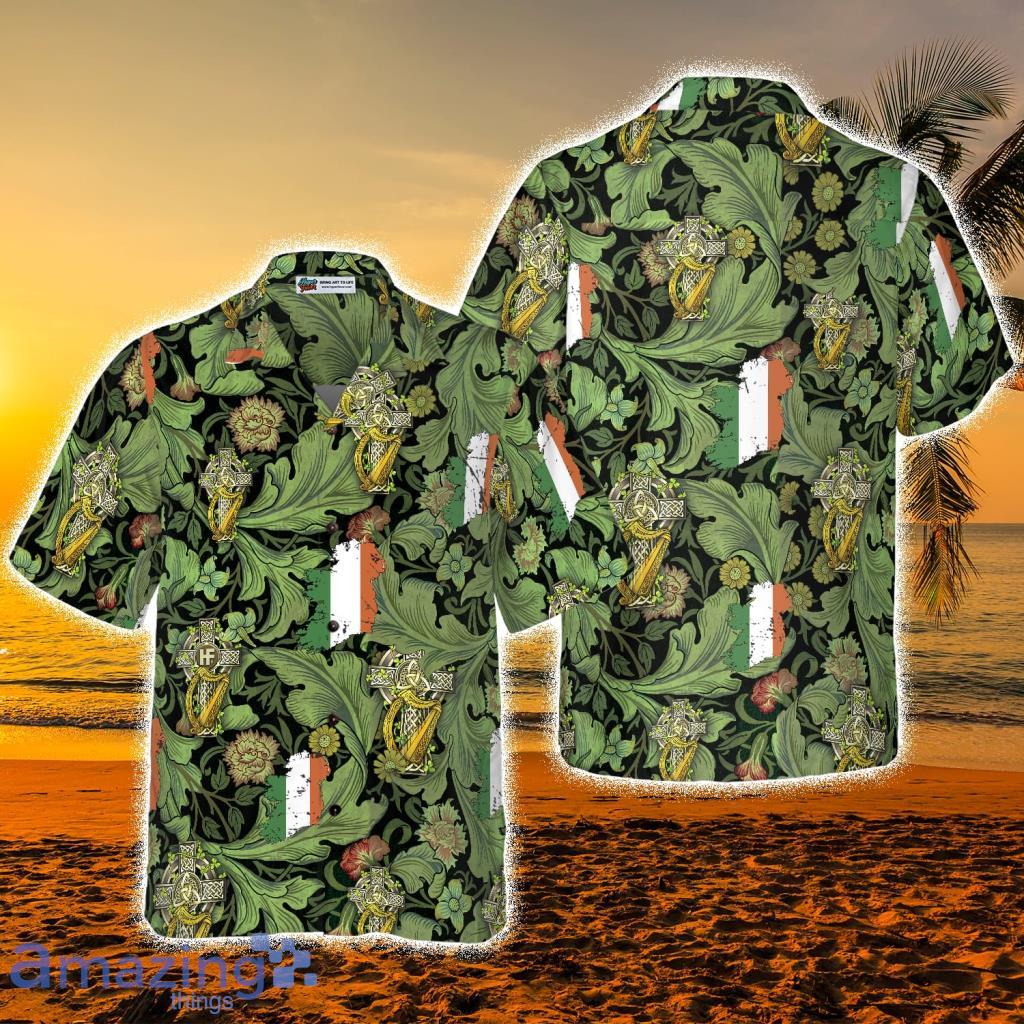 Cross Celtic Harp Ireland Proud Tropical Hawaiian Shirt - Cross Celtic Harp Ireland Proud Tropical Hawaiian Shirt Cross Celtic Harp Ireland Proud Tropical Hawaiian Shirt - Cross Celtic Harp Ireland Proud Tropical Hawaiian Shirt