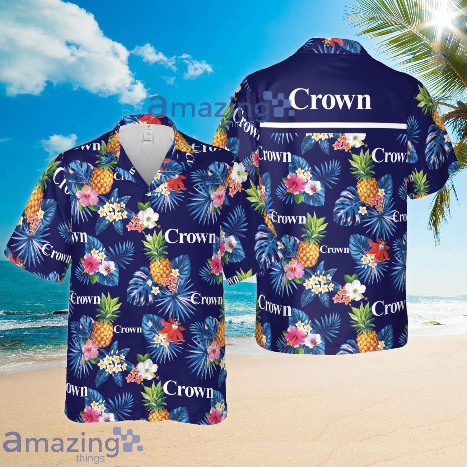 Crown Condoms Pineapple Tropical Flower Summer Set Hawaiian Shirt And Shorts Product Photo 1