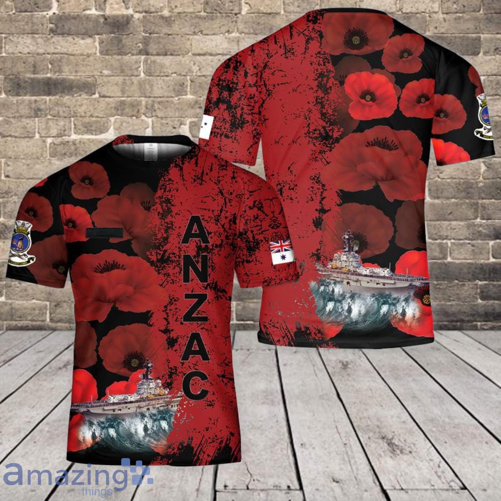 Custom Name Anzac Day Royal Australian Navy HMAS Melbourne (R21) 3D T-Shirt Product Photo 1