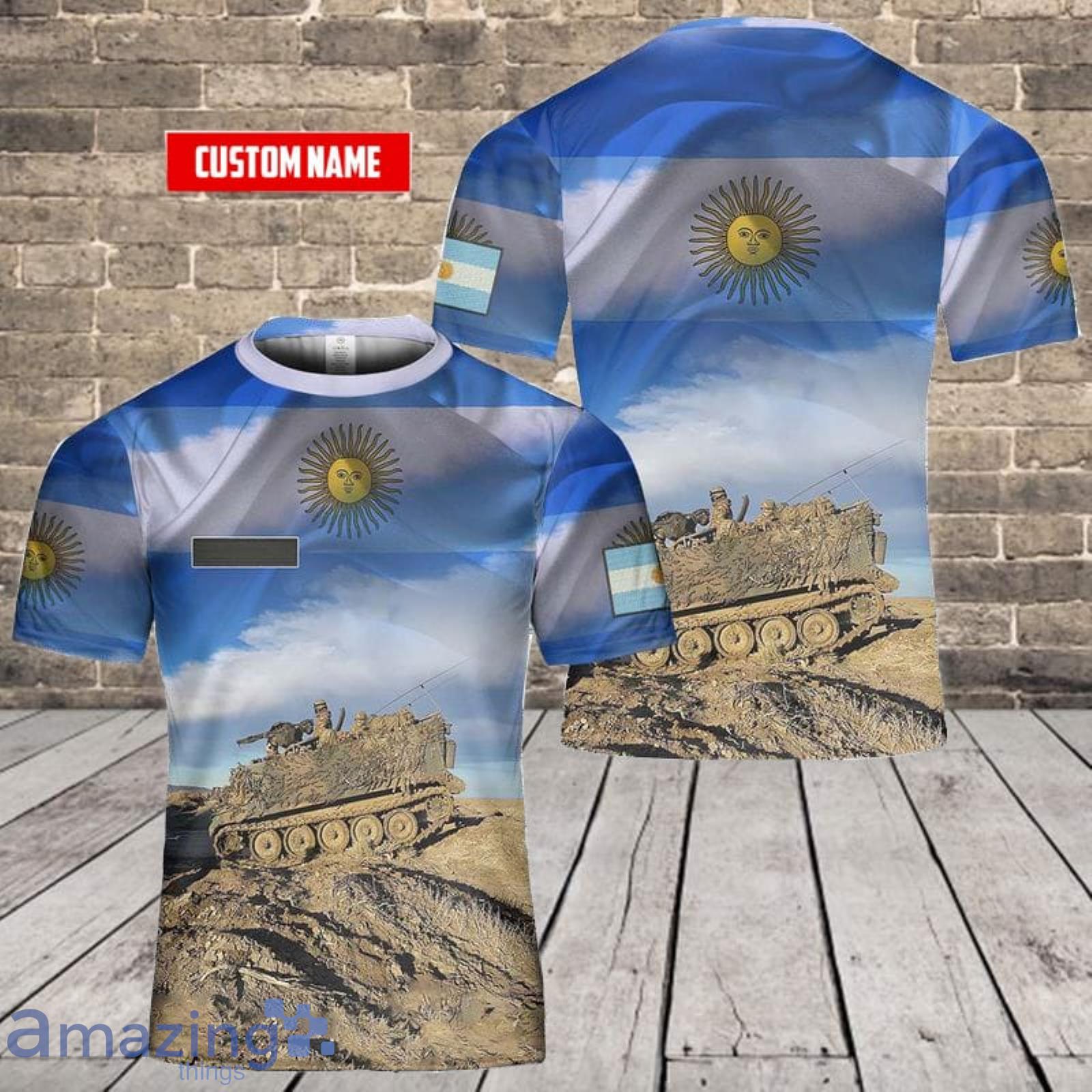Custom Name Argentine Army M113 Armoured Personnel Carrier 3D T-Shirt  For Fans Product Photo 1