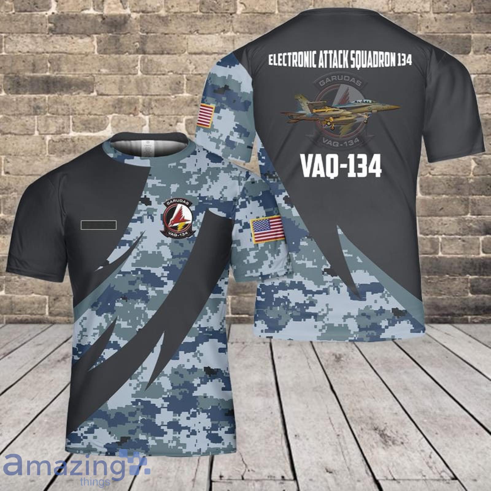 Custom Name Boeing EA-18G Growler Of Electronic Attack Squadron 134 (VAQ-134) 3D T-Shirt Product Photo 1