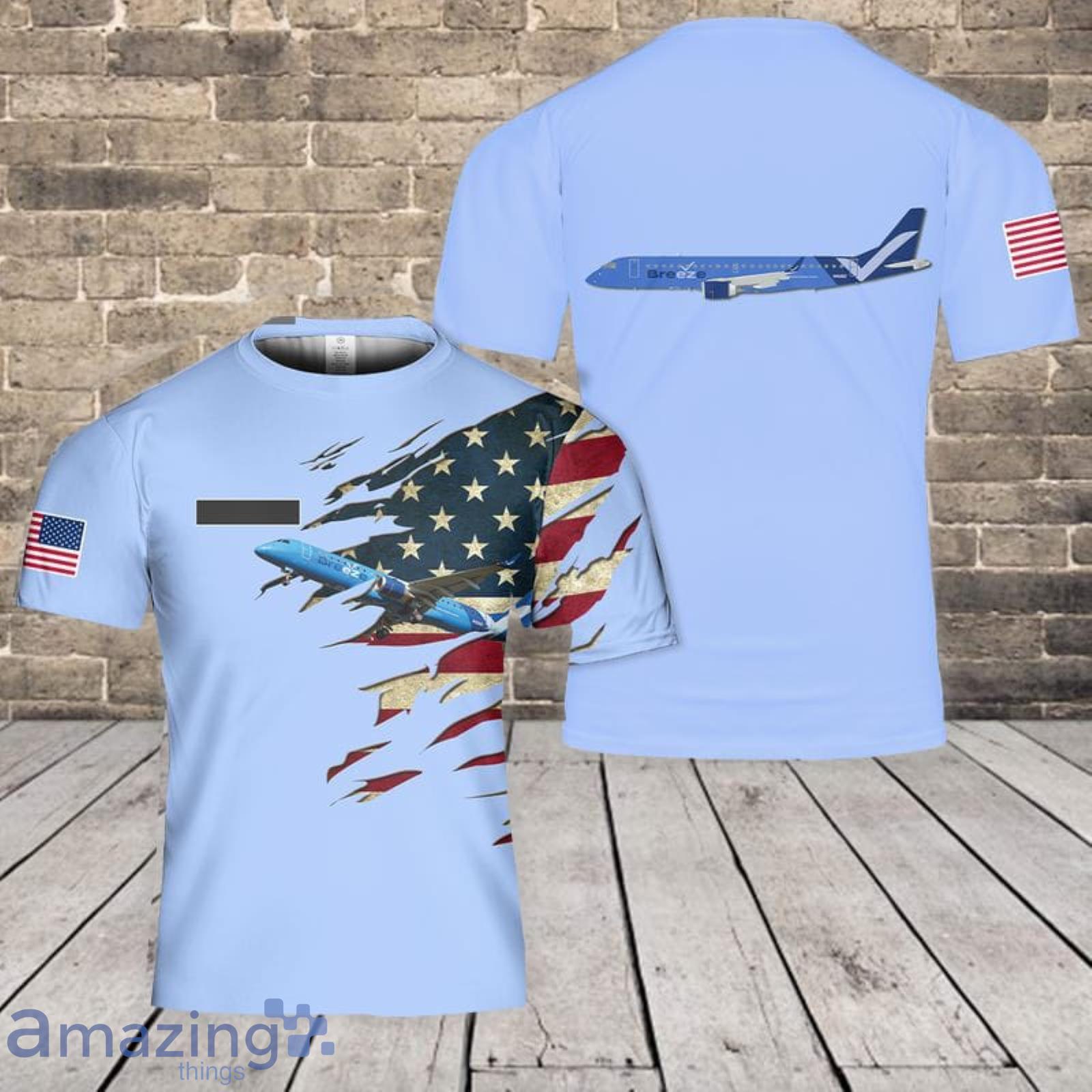 Custom Name Breeze Airways E190 3D T-Shirt Product Photo 1