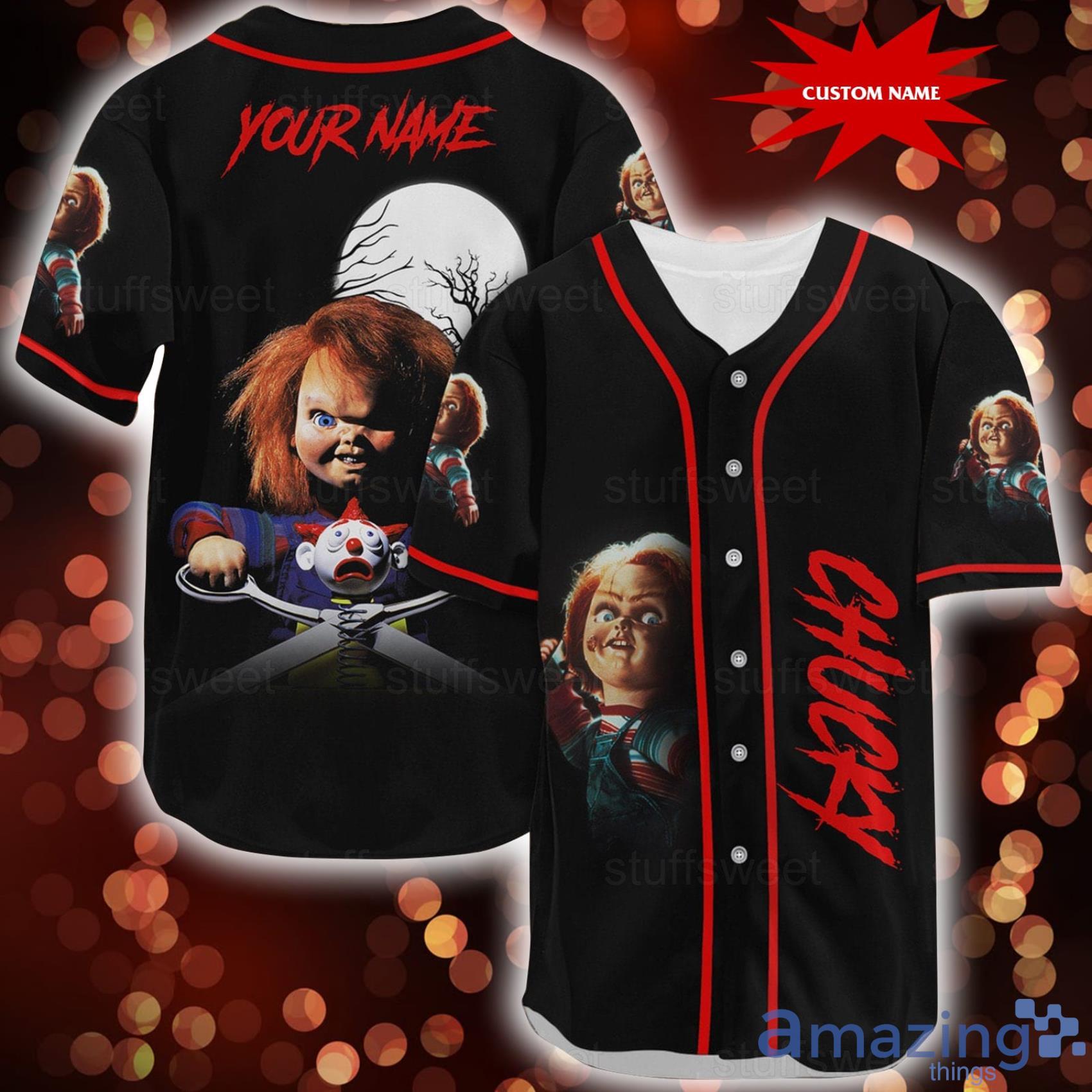 Chucky Style 1 Baseball Jersey Shirt Halloween Gift Hot 2023 Custom Name  For Men And Women - Banantees