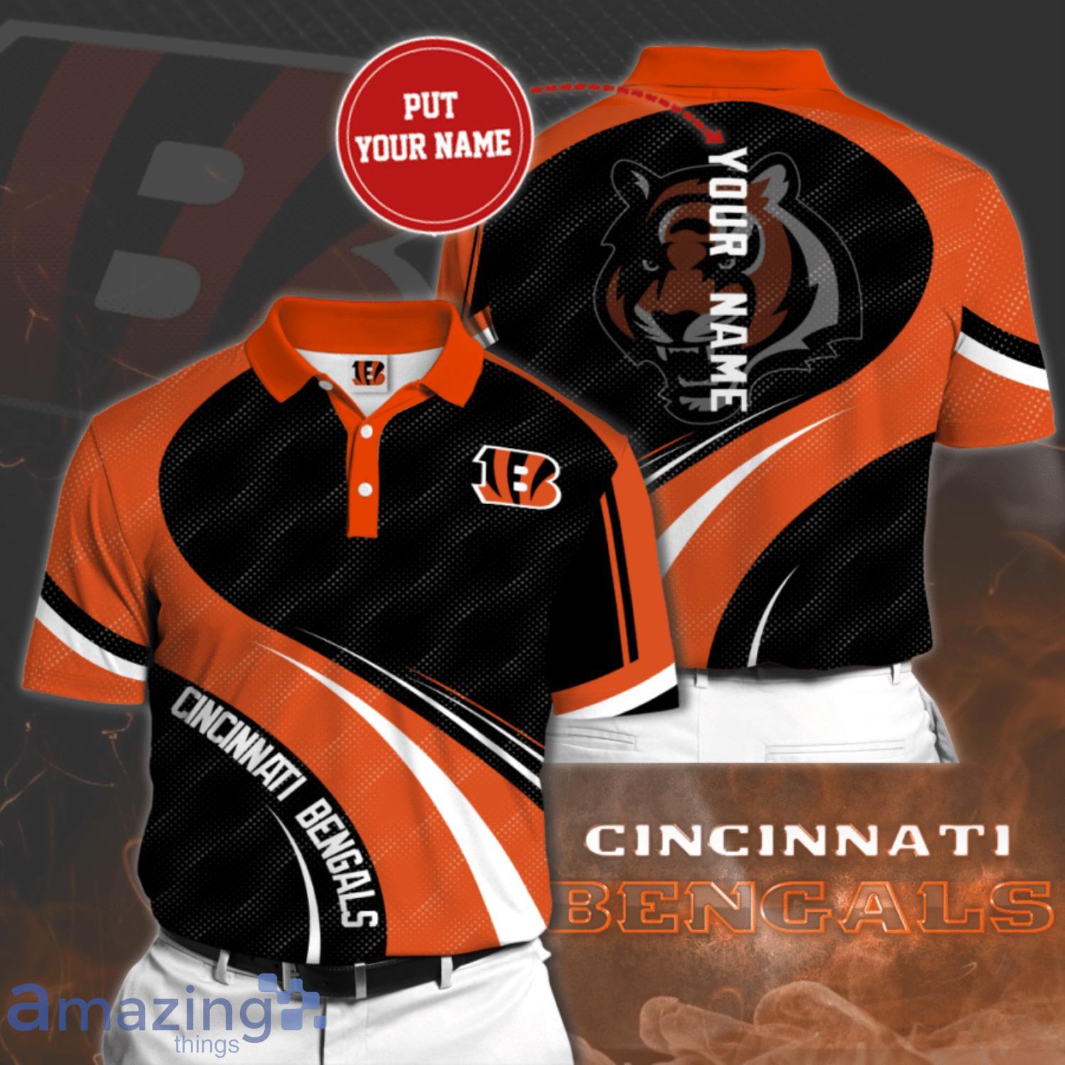 Custom Name Cincinnati Bengals Football Team Black 3D Polo Shirt