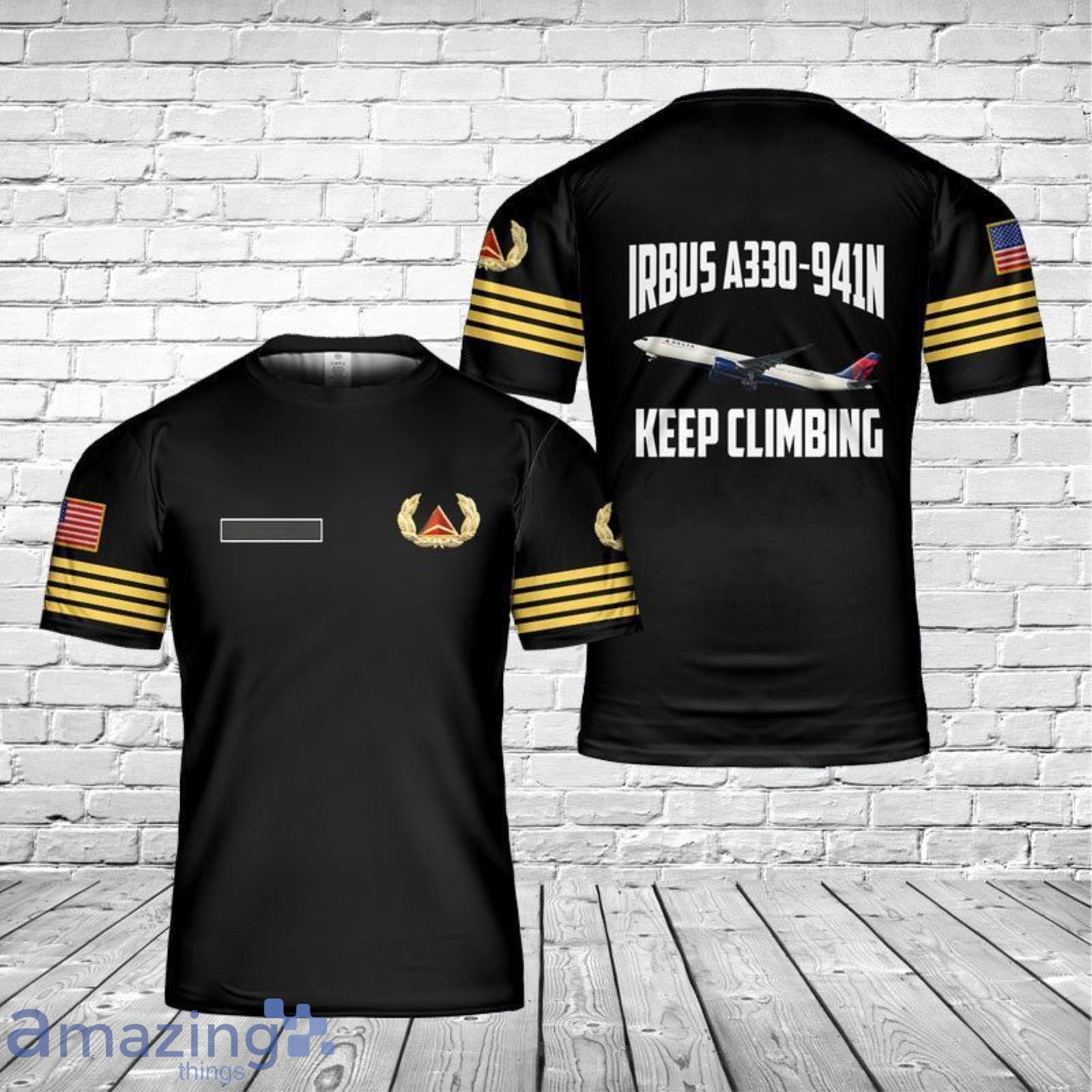 Custom Name Delta Air Lines Cap Badge Airbus A330-941N 3D T-Shirt Product Photo 1