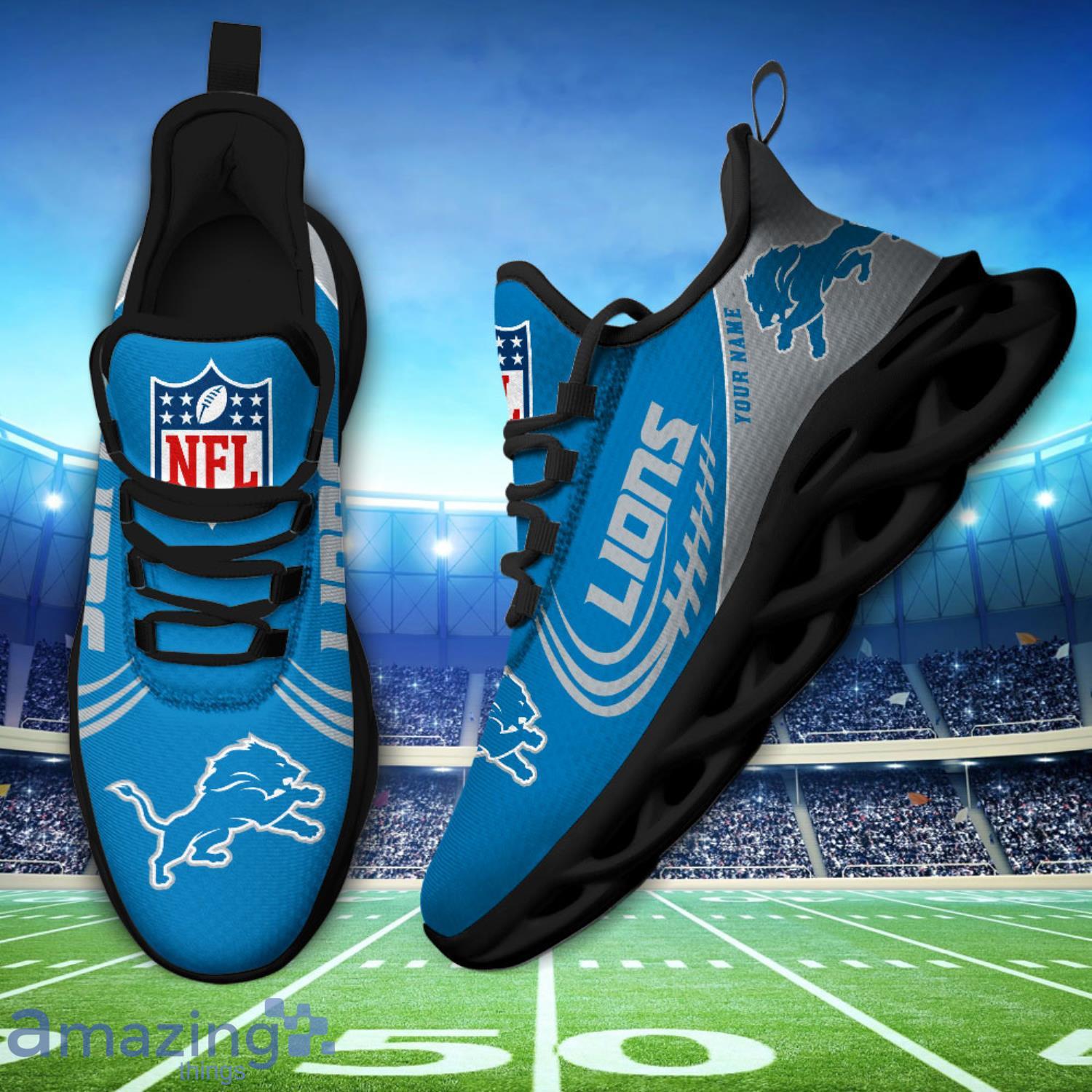 Custom Name For Fans Detroit Lions Max Soul Shoes Running Sneakers image Custom Name For Fans Detroit Lions Max Soul Shoes Running Sneakers Product Photo 3