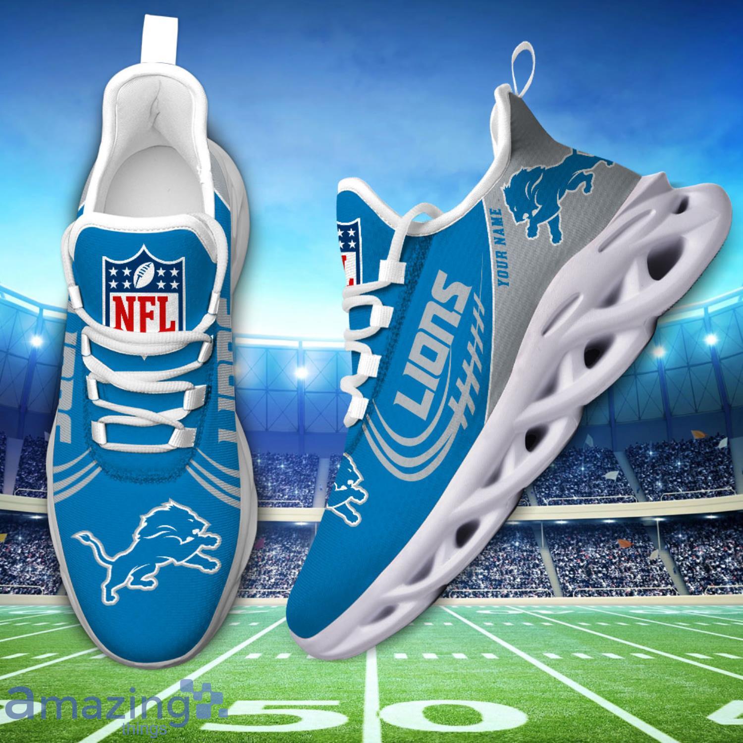 Custom Name For Fans Detroit Lions Max Soul Shoes Running Sneakers image Custom Name For Fans Detroit Lions Max Soul Shoes Running Sneakers Product Photo 4