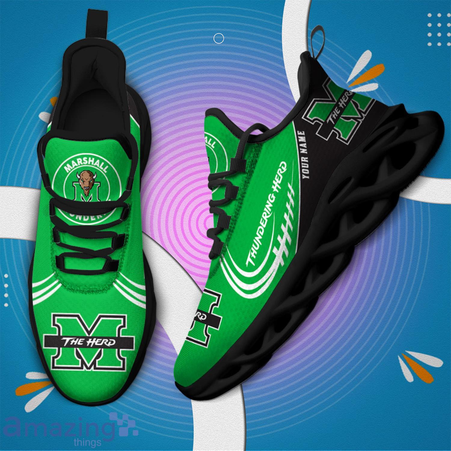 Custom Name For Fans Marshall Thundering Herd Men And Women Max Soul Shoes image Custom Name For Fans Marshall Thundering Herd Men And Women Max Soul Shoes Product Photo 3