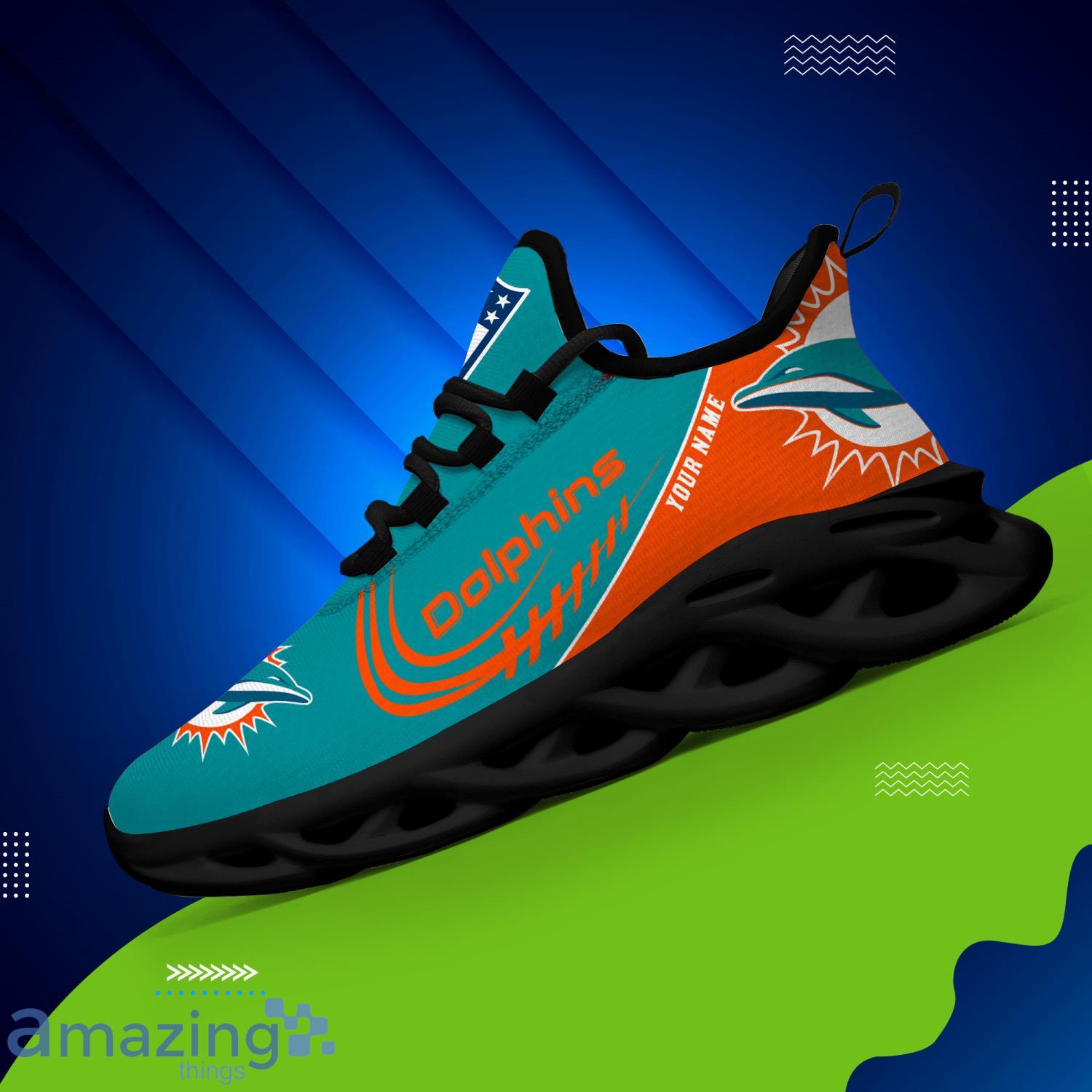 Custom Name For Fans Miami Dolphins Max Soul Shoes Running Sneakers Product Photo 1