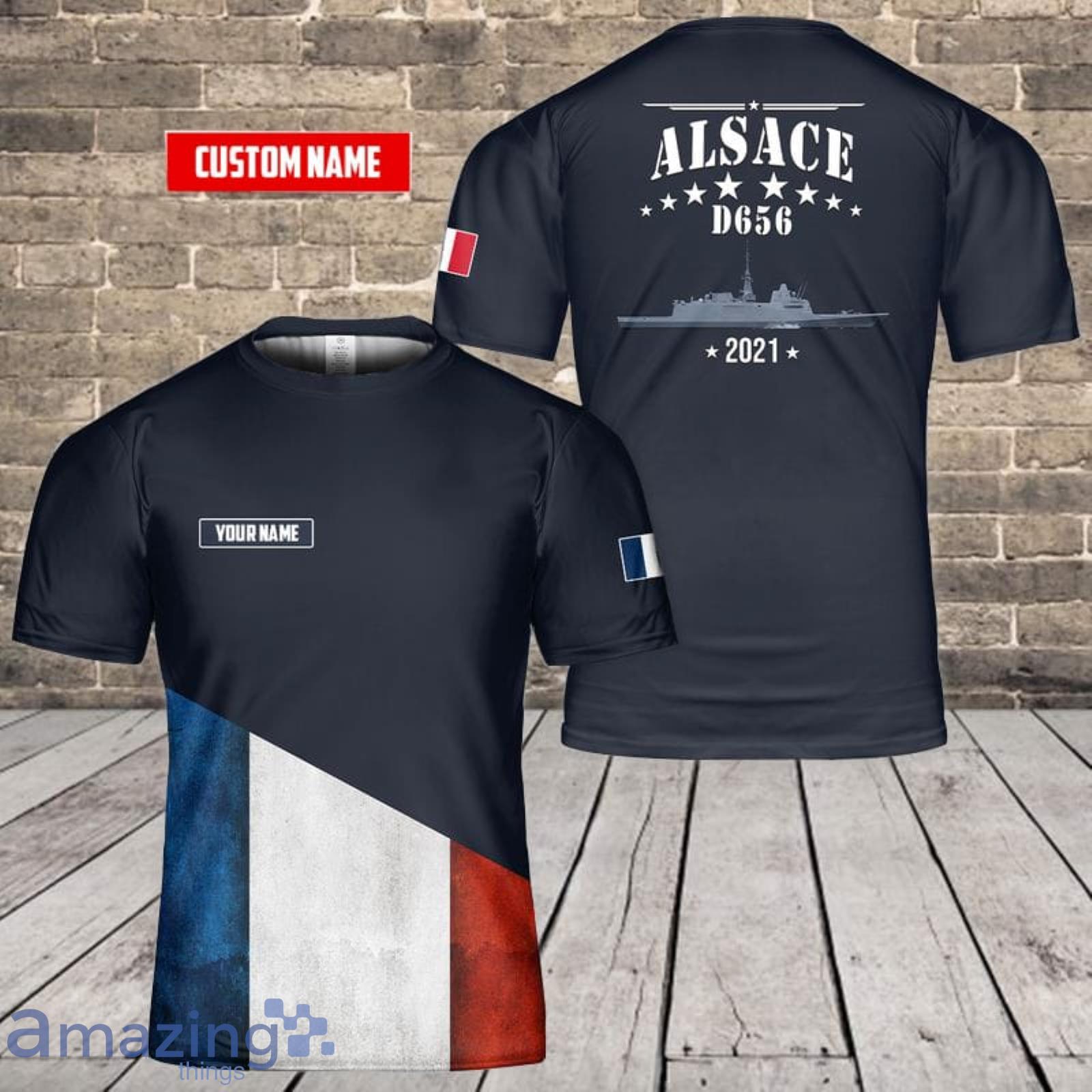 Custom Name French Navy Alsace (D656) 3D T-Shirt  For Fans Product Photo 1