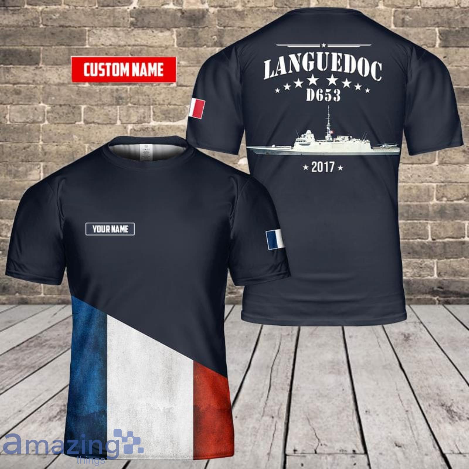 Custom Name French Navy Languedoc (D653) 3D T-Shirt  For Fans Product Photo 1