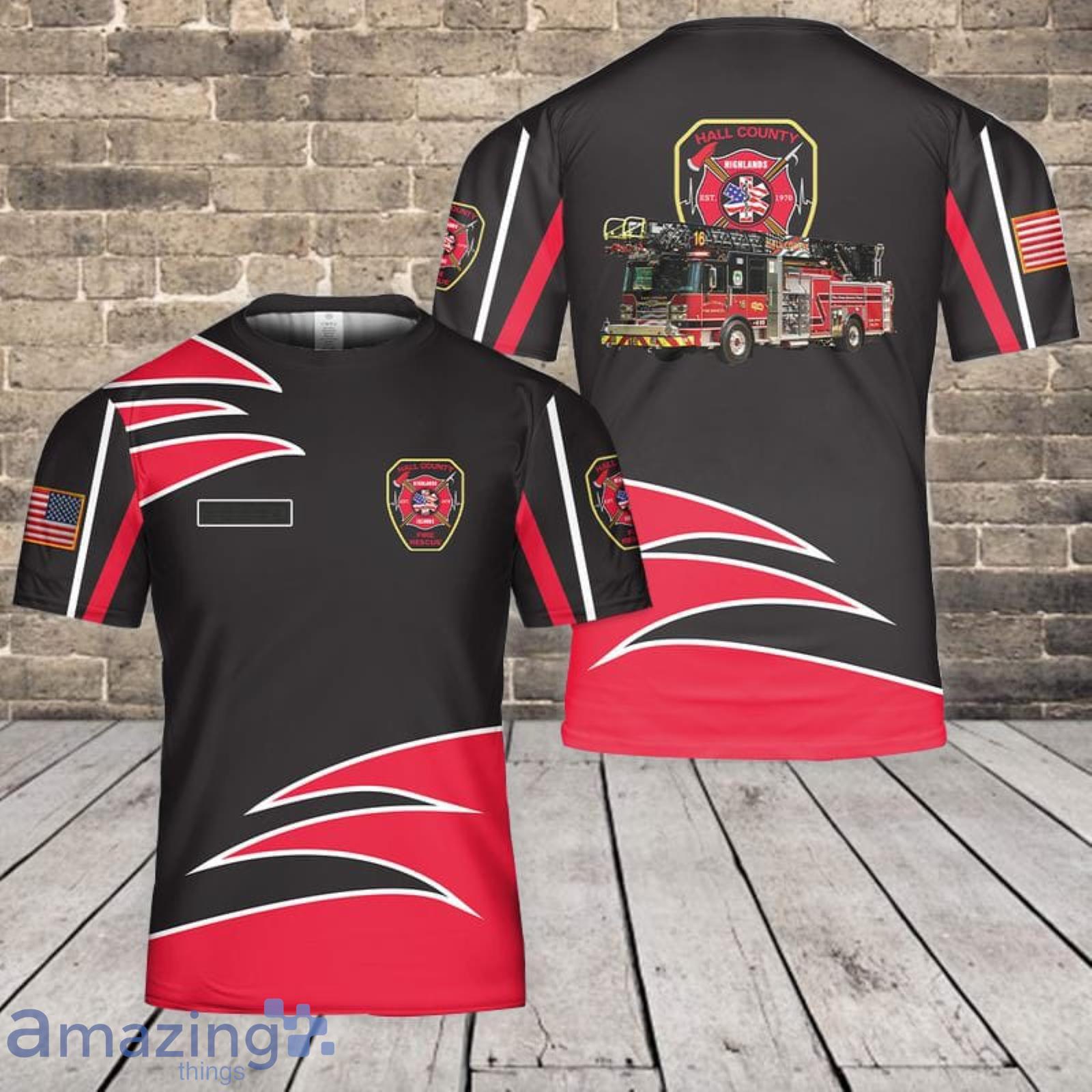 Custom Name Gainesville Georgia Hall County Fire Services 3D T-Shirt Product Photo 1