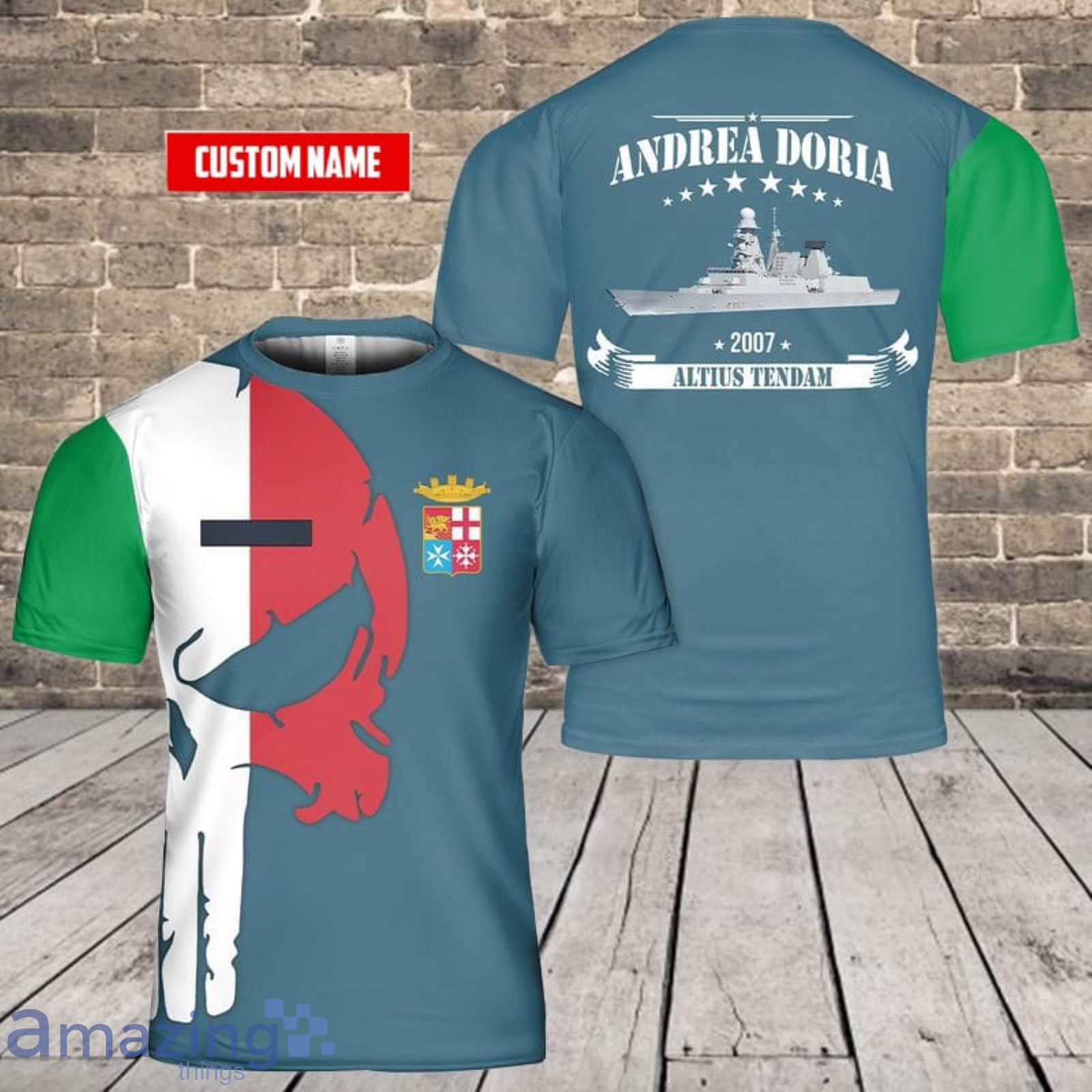 Custom Name Italian Navy Andrea Doria 3D T-Shirt  For Fans Product Photo 1