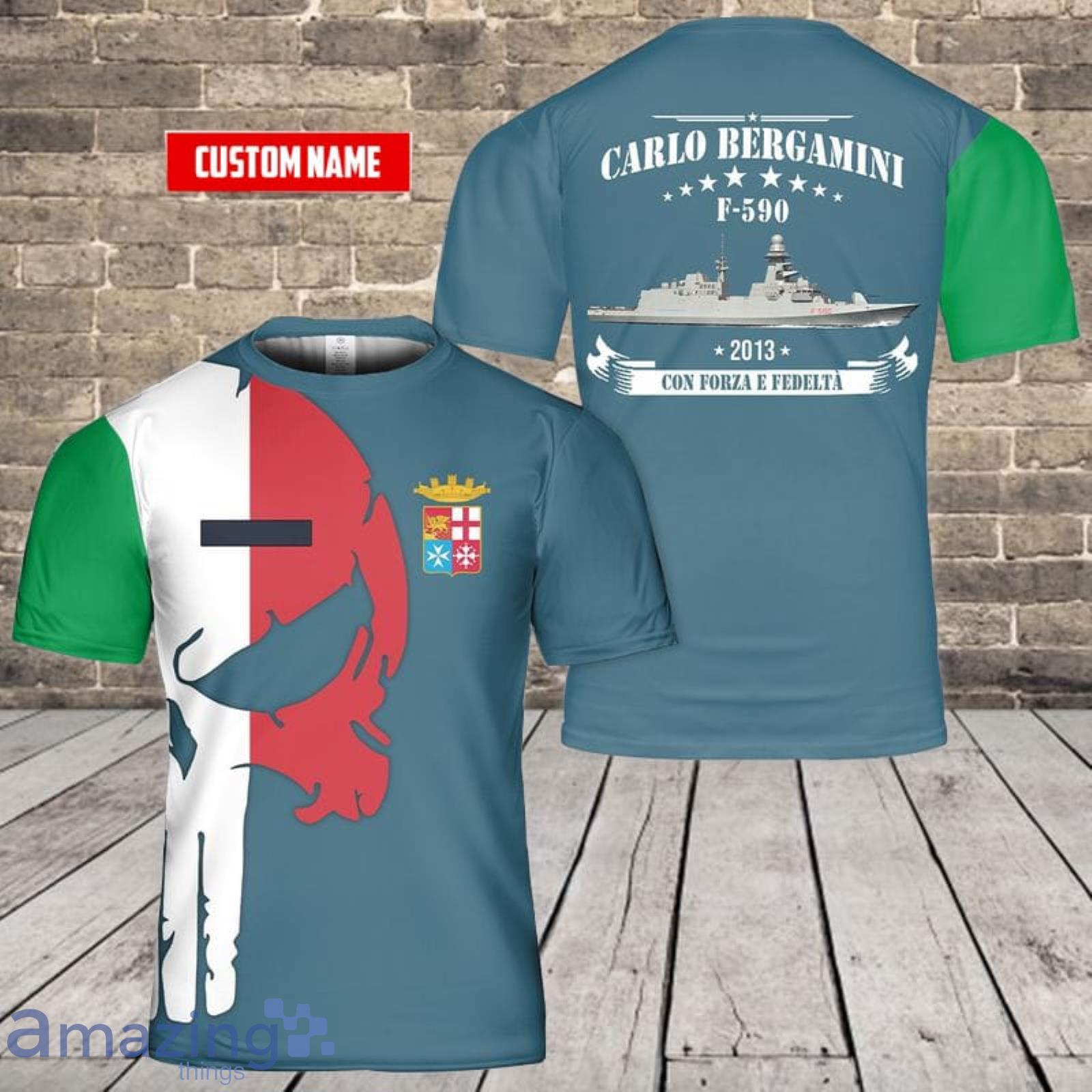 Custom Name Italian Navy Carlo Bergamini (F 590) 3D T-Shirt  For Fans Product Photo 1