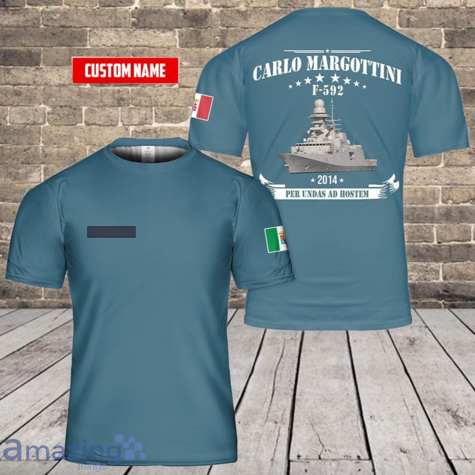 Custom Name Italian Navy Carlo Margottini (F 592) 3D T-Shirt  For Fans Product Photo 1