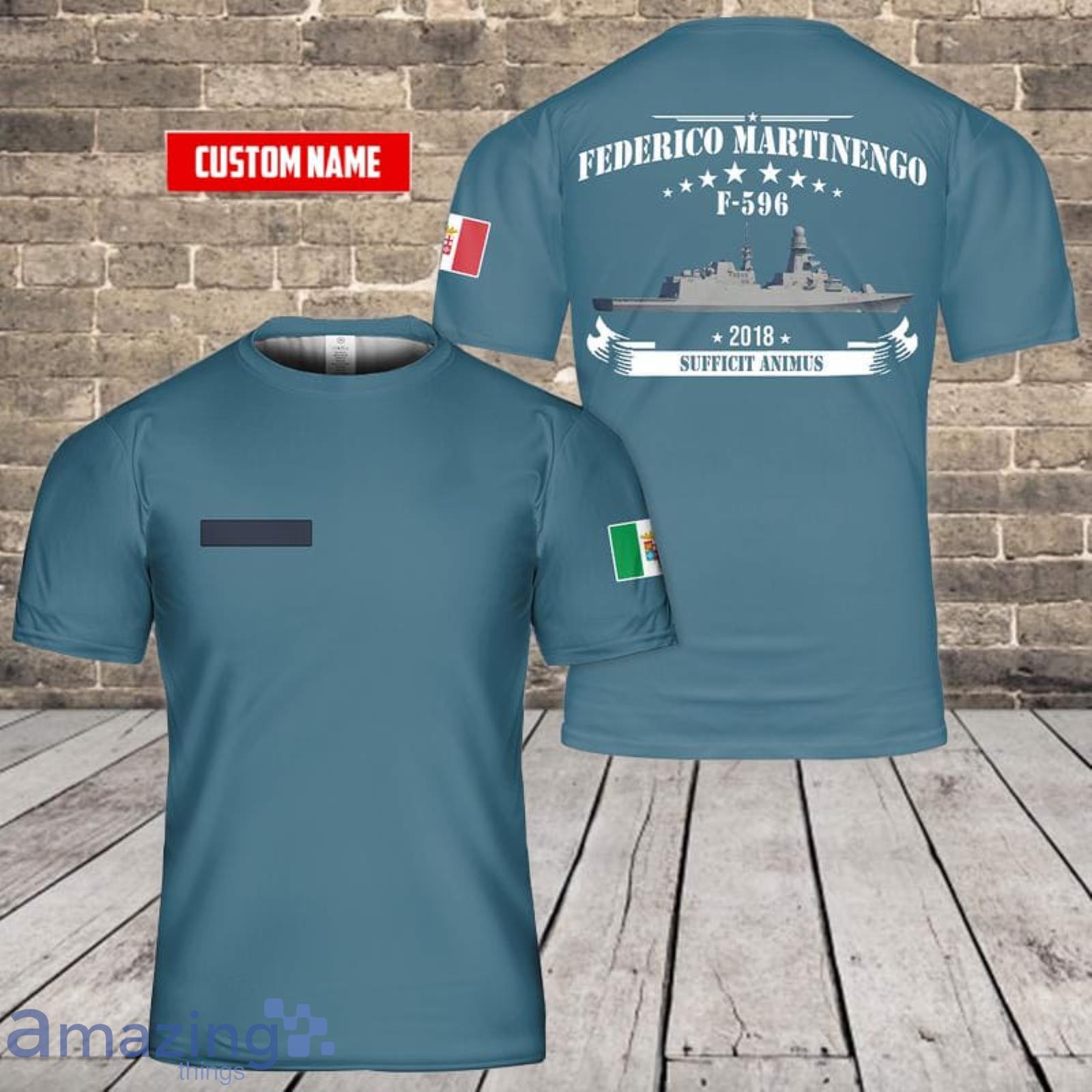Custom Name Italian Navy Federico Martinengo (F 596) 3D T-Shirt  For Fans Product Photo 1