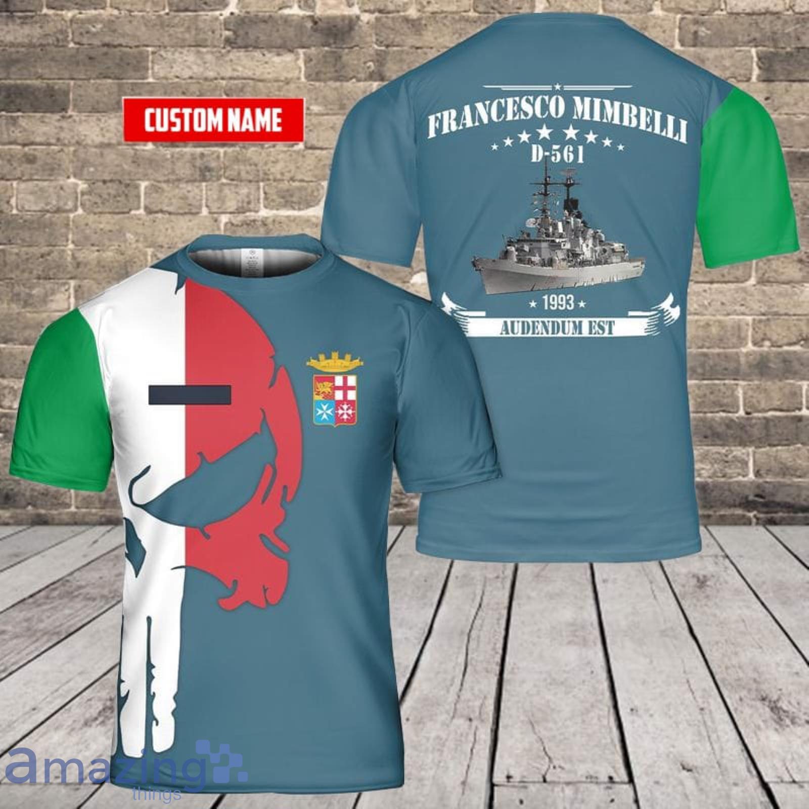 Custom Name Italian Navy Francesco Mimbelli (D 561) 3D T-Shirt  For Fans Product Photo 1