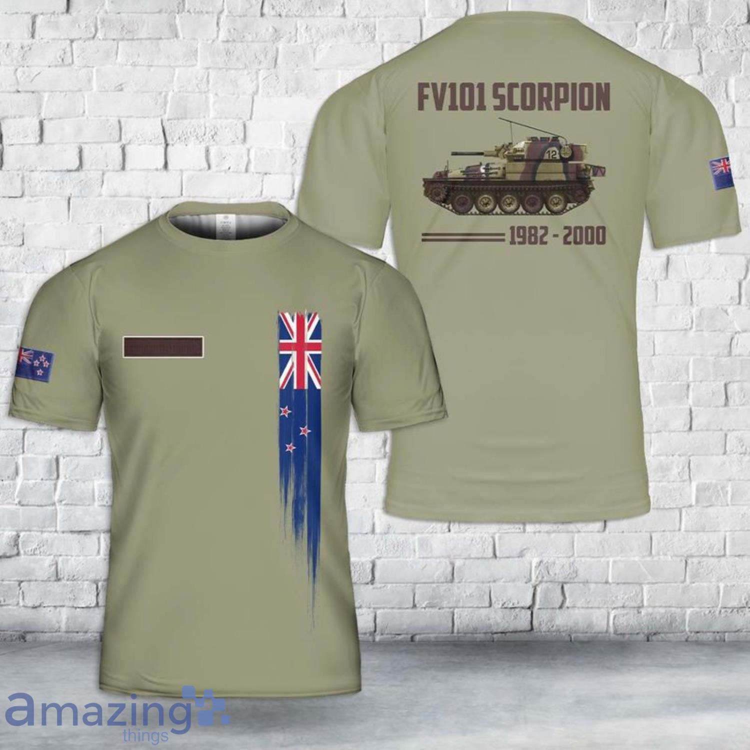 Custom Name Love New Zealand Army FV101 Scorpion 3D T-Shirt Product Photo 1