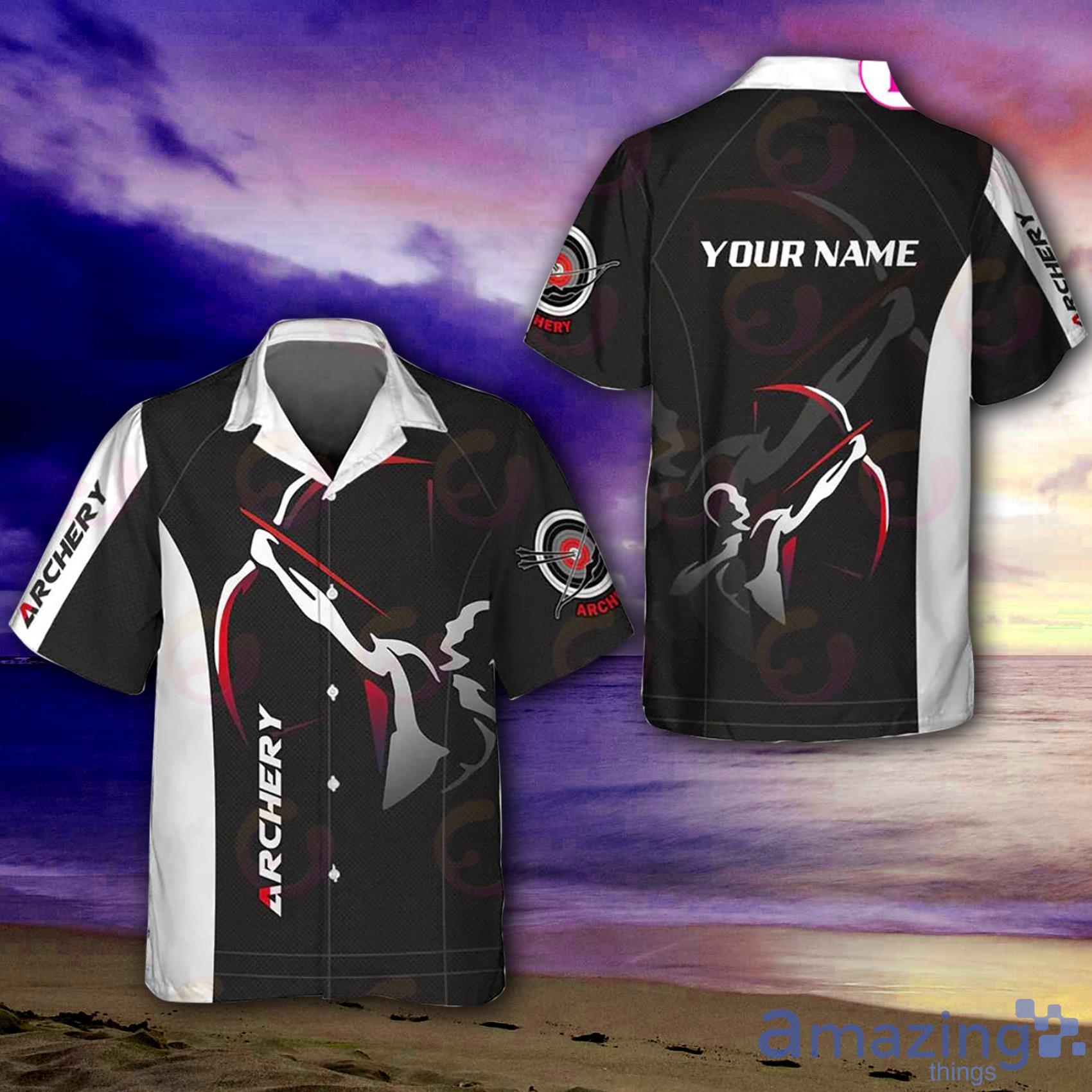 Custom Name Maxcorners National Archery Blach And White AOP Hawaiian Shirt Product Photo 1