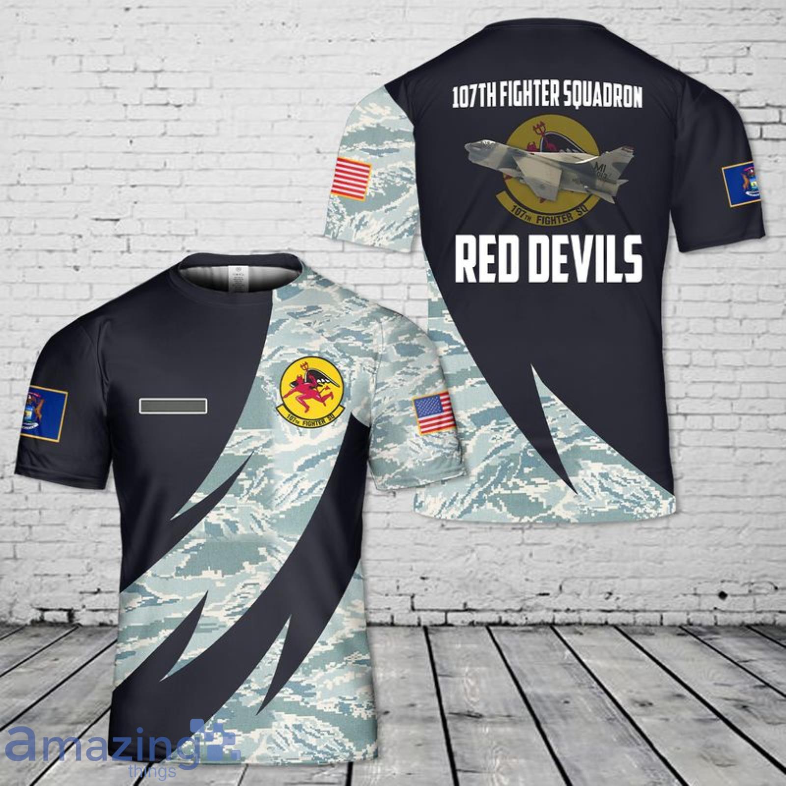 Custom Name Michigan Air National Guard 107th Fighter Squadron A-7D 3D T-Shirt Product Photo 1